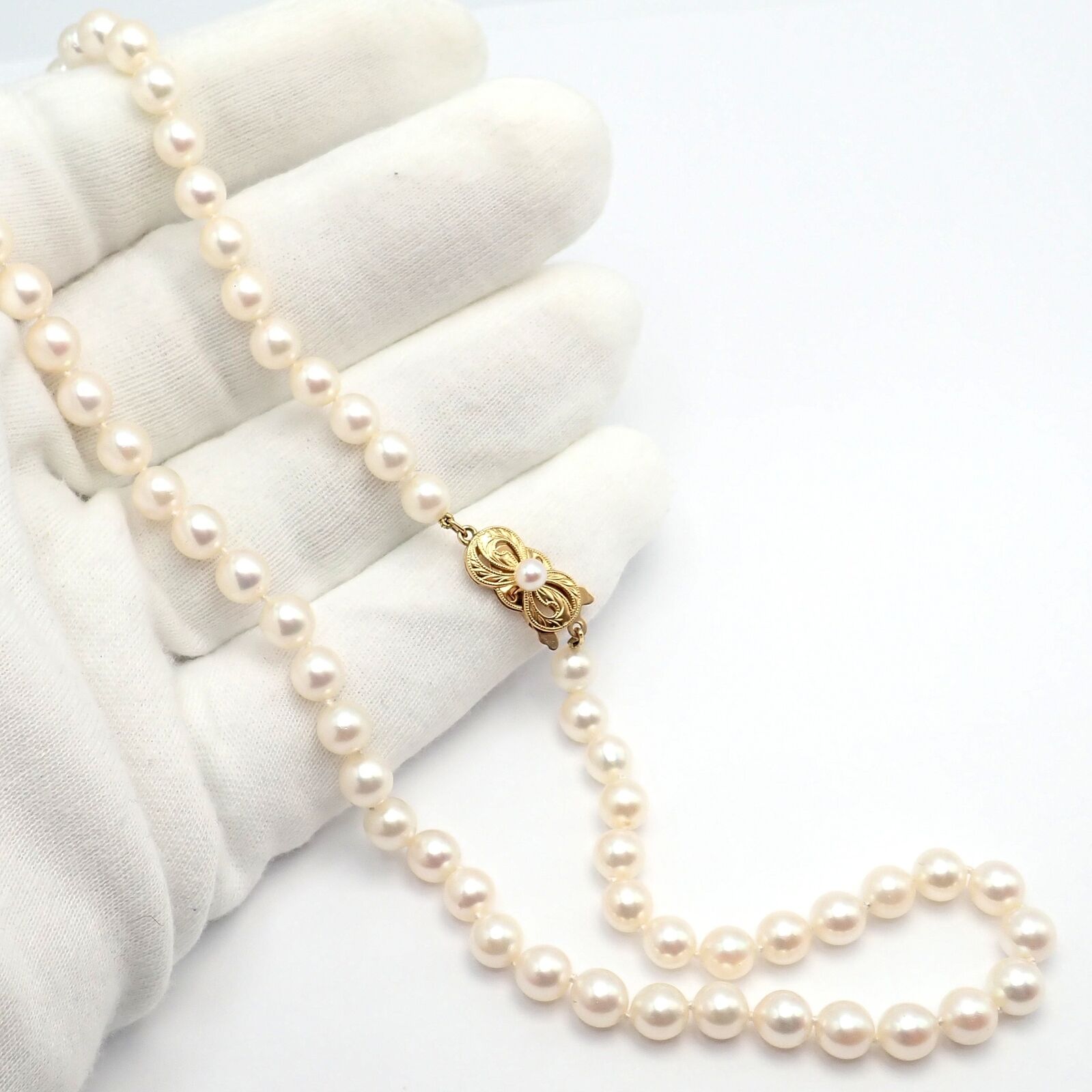 Authentic Mikimoto 18k Yellow Gold 6.5mm Pearl 18