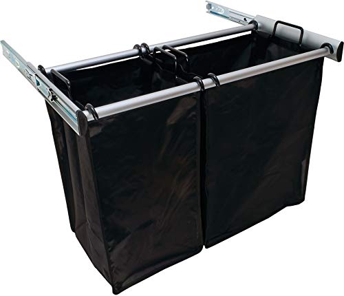 TAG Hardware Full Extension Pullout Laundry Hamper with Removable Bags - Matt Aluminum (30