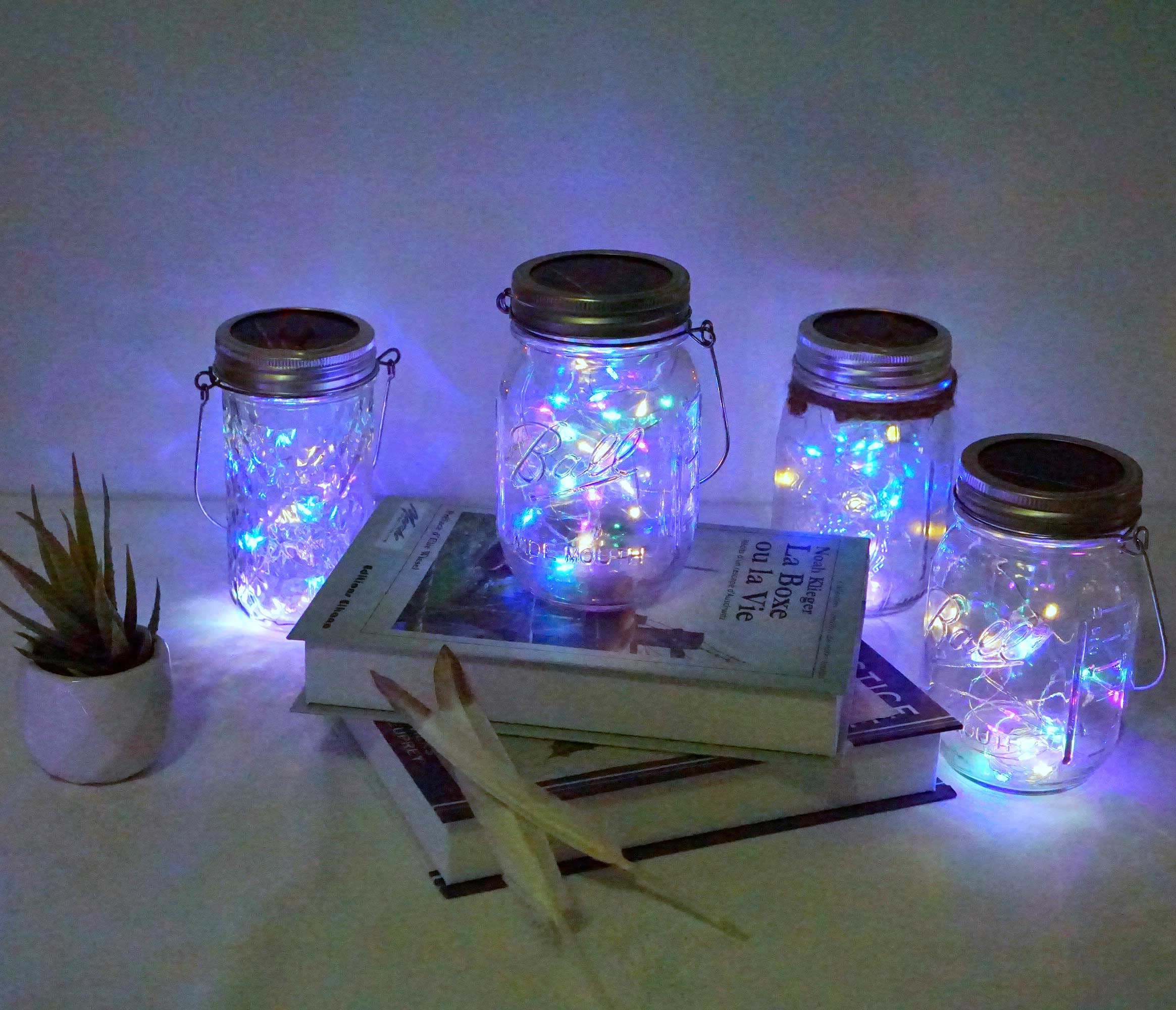 10 Pack Solar Mason Jar Lid Lights - 30 LED Waterproof Firefly Fairy String Lights with Hangers (Jars Not Included) | Outdoor Decorative Lighting for Patio, Garden, Wedding & Party Decor | Perfect for Backyard, Camping and Romantic Ambiance