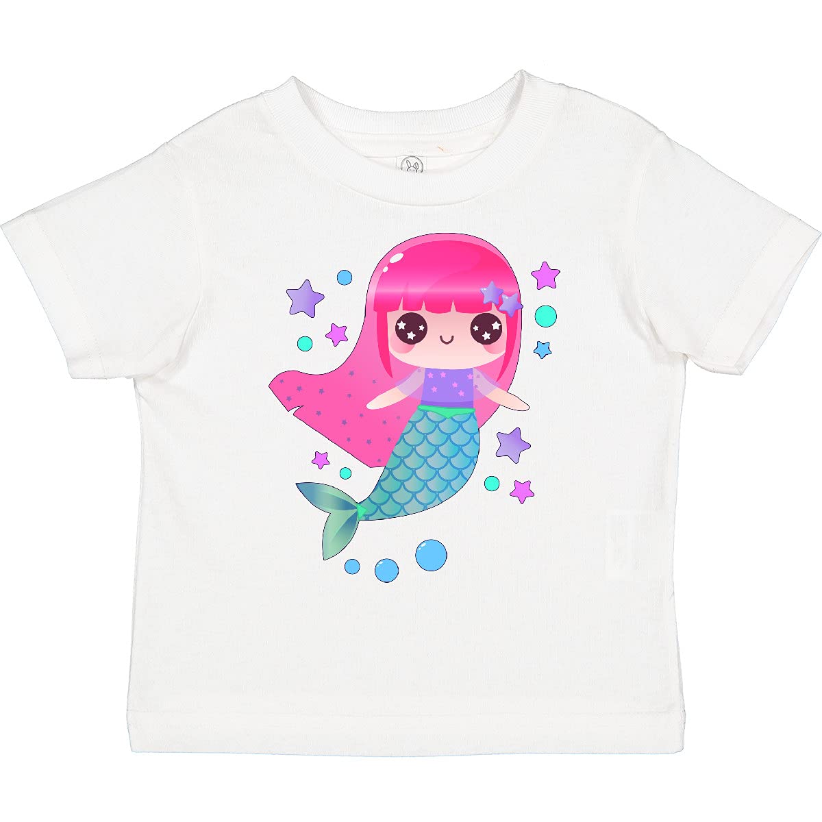 Cute Anime Mermaid Toddler T-Shirt - Pink Hair Bubble Design for Kids Play