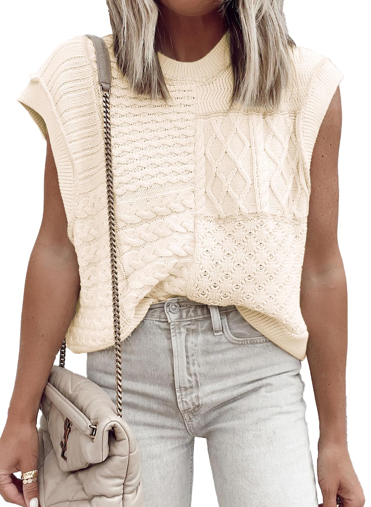 EVALESS Women's Summer Knit Vest - Sleeveless Crochet Crewneck Sweater Top | Trendy 2025 Fashion | Perfect for Beach Cover-ups, Layering & Casual Outfits