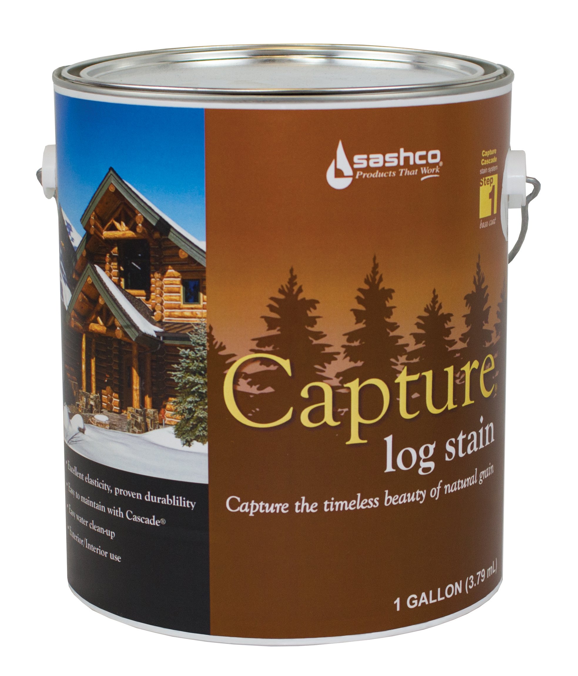 Sashco Capture Log Stain - Mahogany Wood Finish - 1 Gallon Can for Log Cabins, Fences & Outdoor Wood Projects