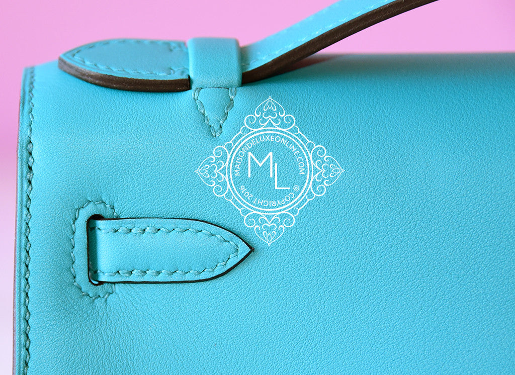 Hermes Bleu Paon GHW Mini Kelly Pochette Clutch Bag - Luxury Crossbody Handbag for Women | Perfect for Evening Parties, Weddings & Special Occasions