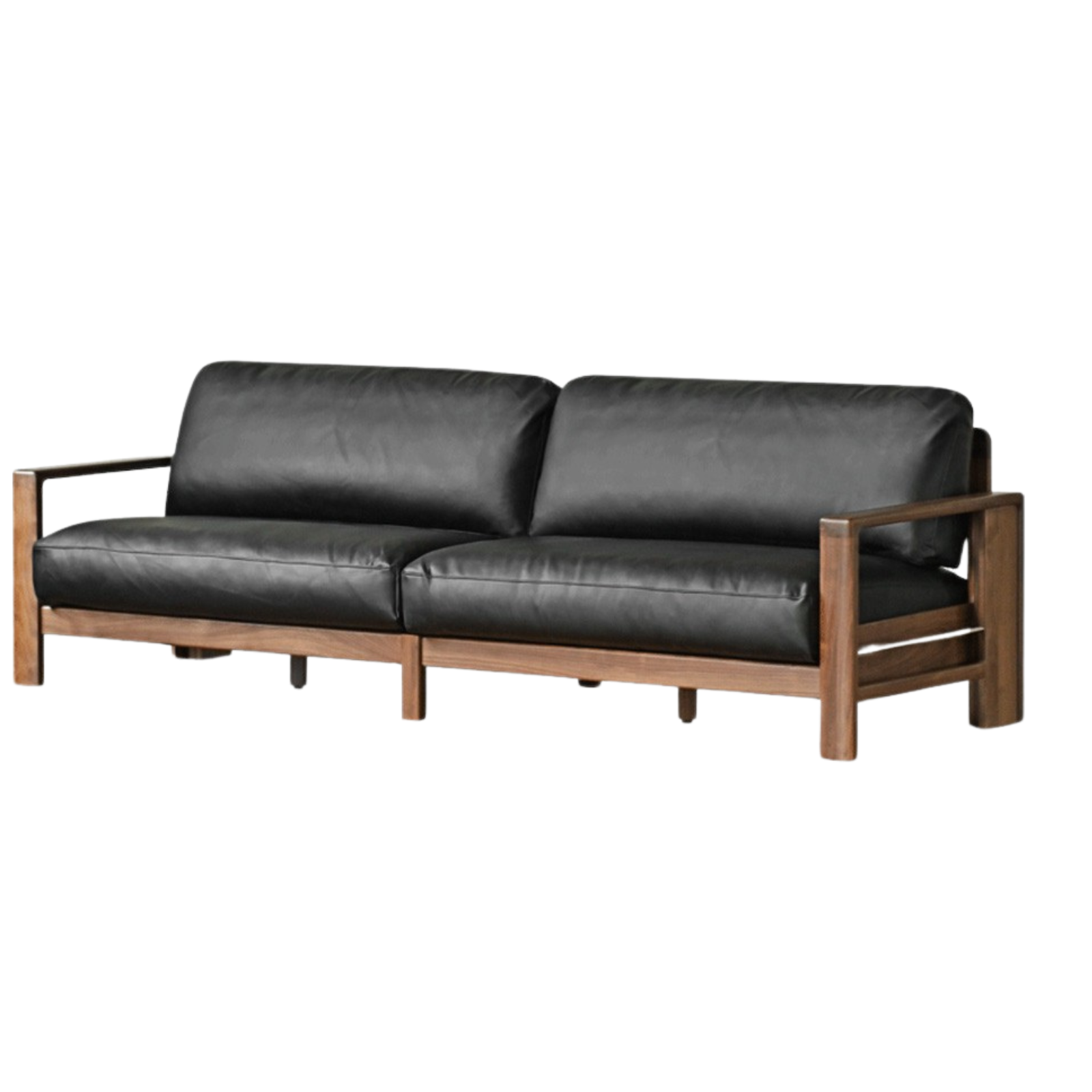 101.6x35.4x32.9 inch / 258x90x83.5 cm / Rich Dark Walnut color night black color / leather sofa