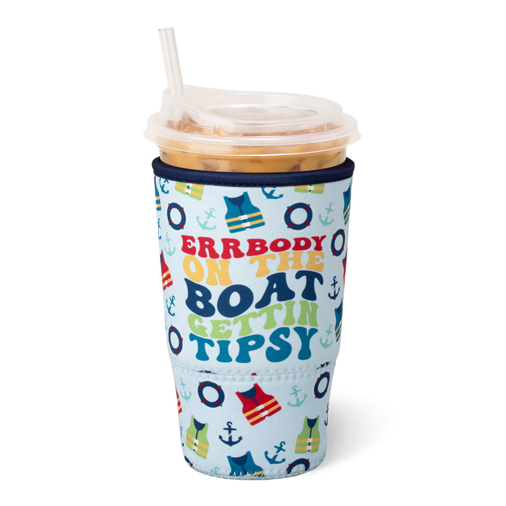 Errbody On The Boat Large Iced Cup Coolie - Insulated Can Cooler for Drinks, Beer & Cocktails - Perfect for Pool Parties, Boating & Beach Outings