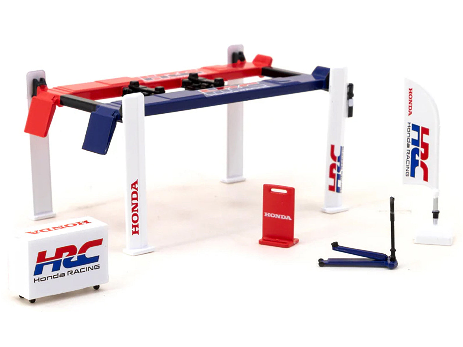 Tarmac Works 1/64 Scale Honda Racing Garage Tool Set - 5-Piece Model Car Accessory Kit with Decals for Diecast Collectors & DIY Scenes