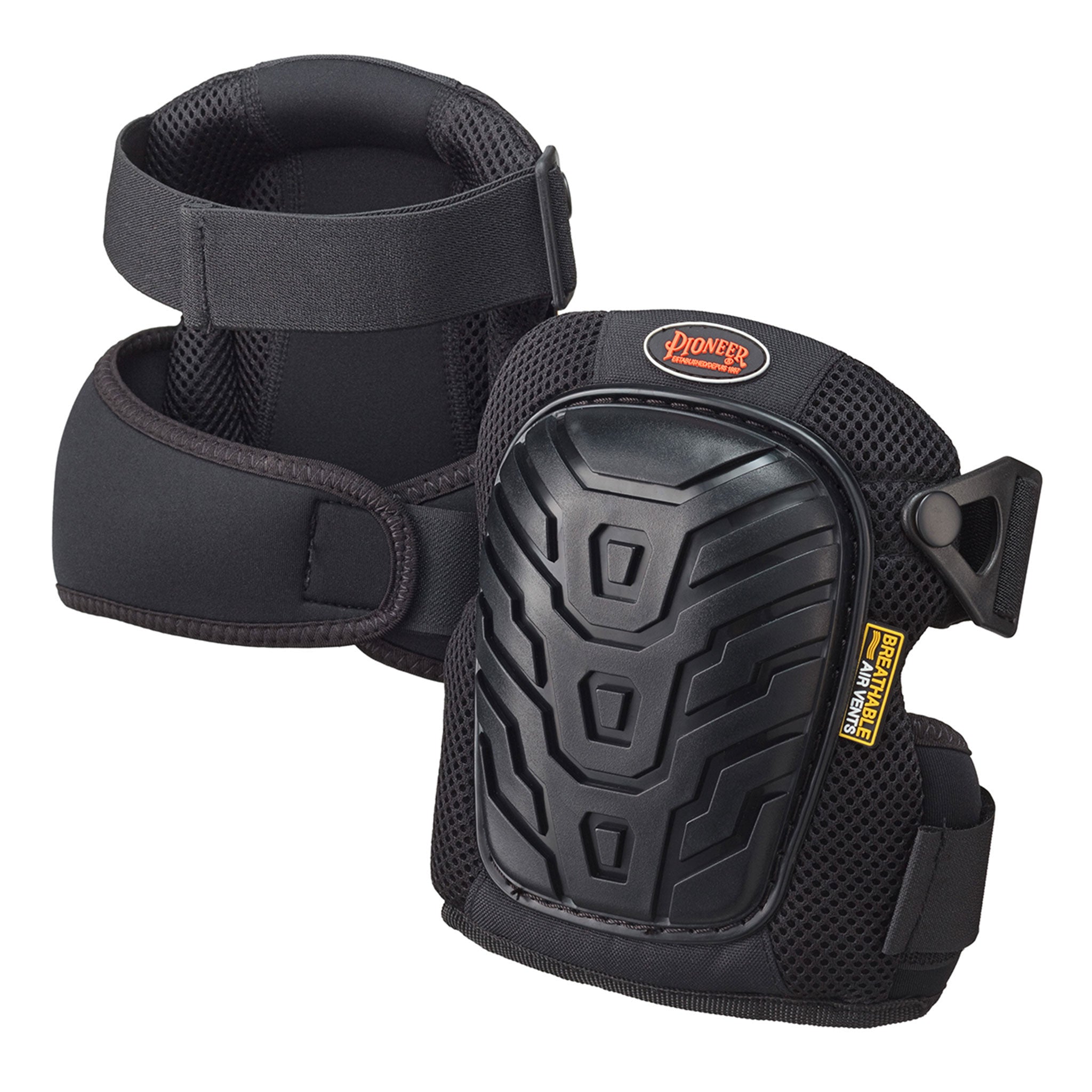 Pioneer 169BK Breathable Air Vented Professional Gel Knee Pads for Construction, Gardening & Floor Work - Comfortable Support for Kneeling