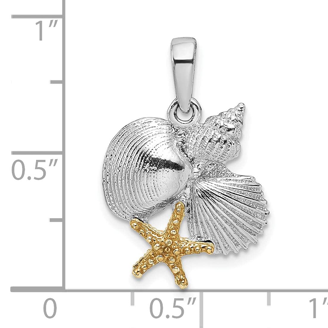 925 Sterling Silver Nautical Sea Life Charm Bracelet with Polished Shells & 14K Gold Starfish Pendant - Perfect for Beach Vacations, Summer Jewelry Gifts & Ocean-Themed Fashion Accessories