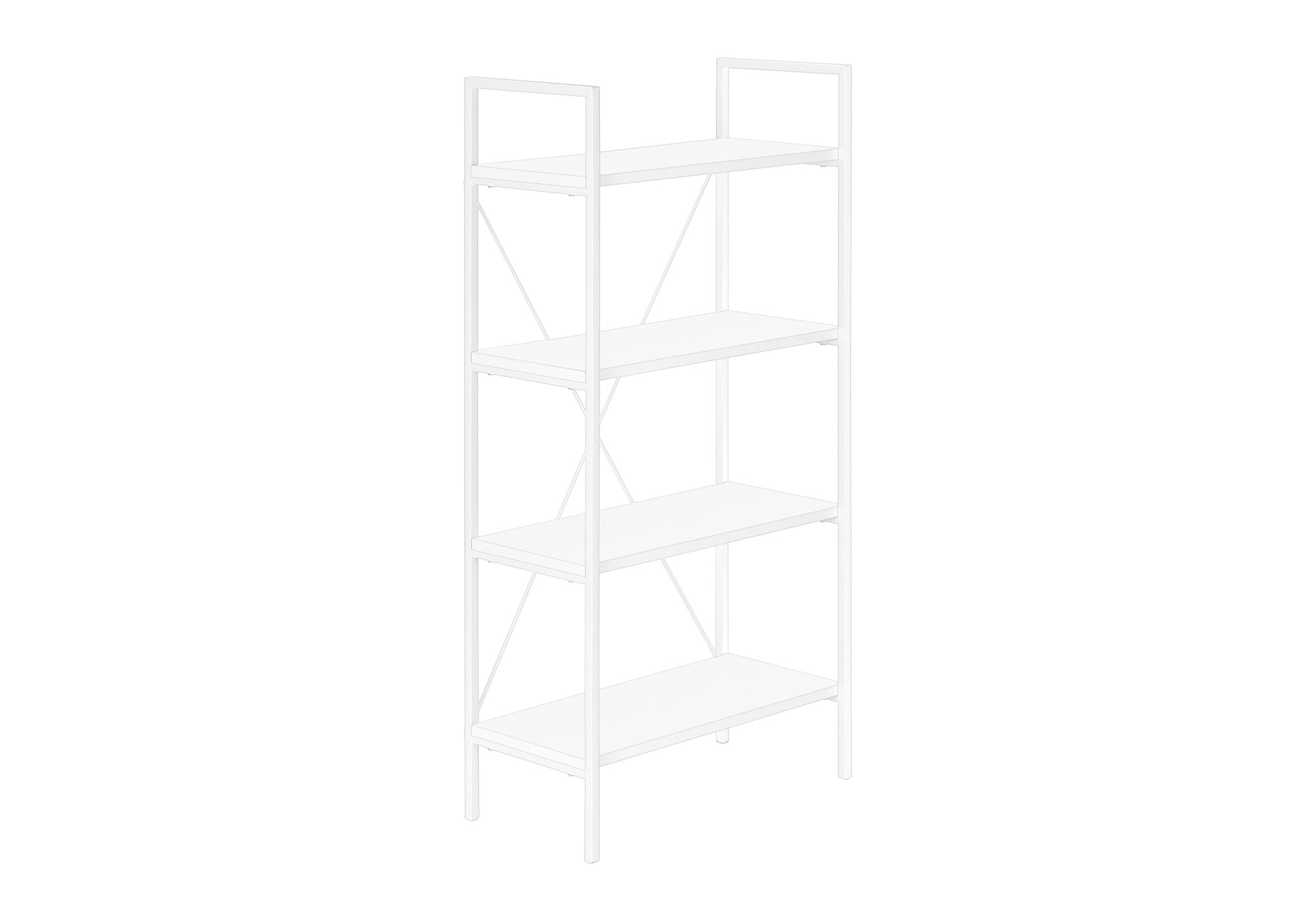 Modern White 4-Tier Bookshelf - Sturdy Wooden Storage Shelf for Office, Bedroom, Living Room - Perfect for Organizing Books, Decor & Essentials (48 Inches Tall)