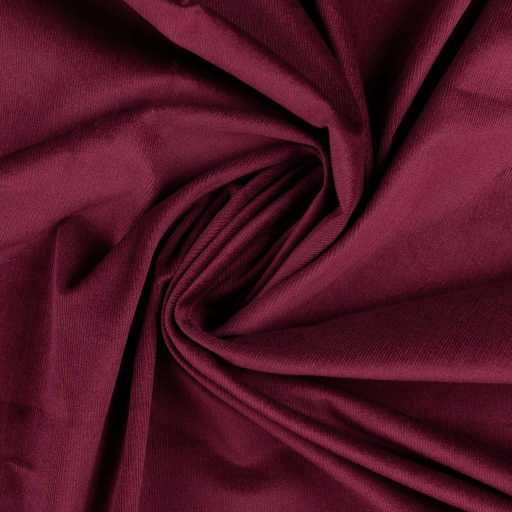 Stretch Cotton Needlecord Fabric - Burgundy Red - 40cm End of Bolt - Perfect for DIY Sewing, Crafts, and Upholstery Projects