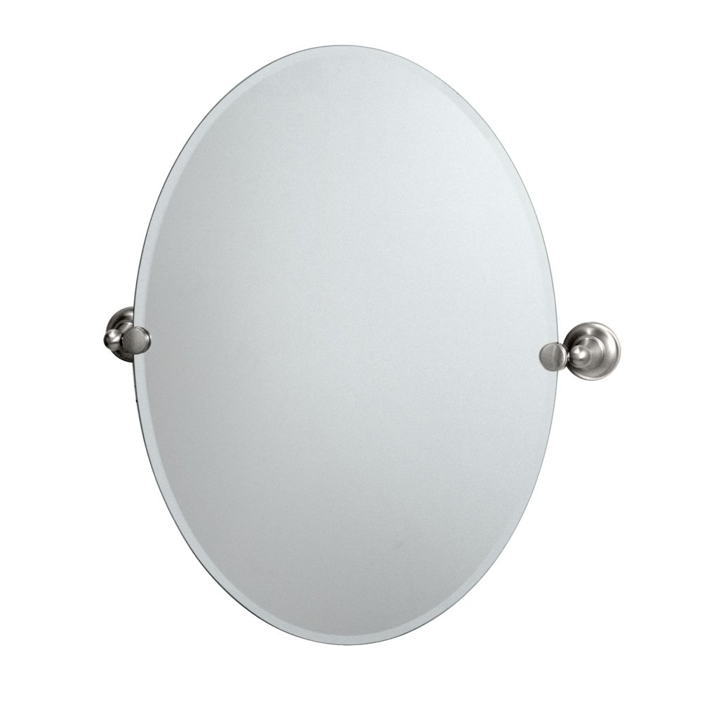 Gatco 4339 Tiara Oval Wall Mirror in Satin Nickel - Elegant Bathroom & Bedroom Decor for Home Interior Design