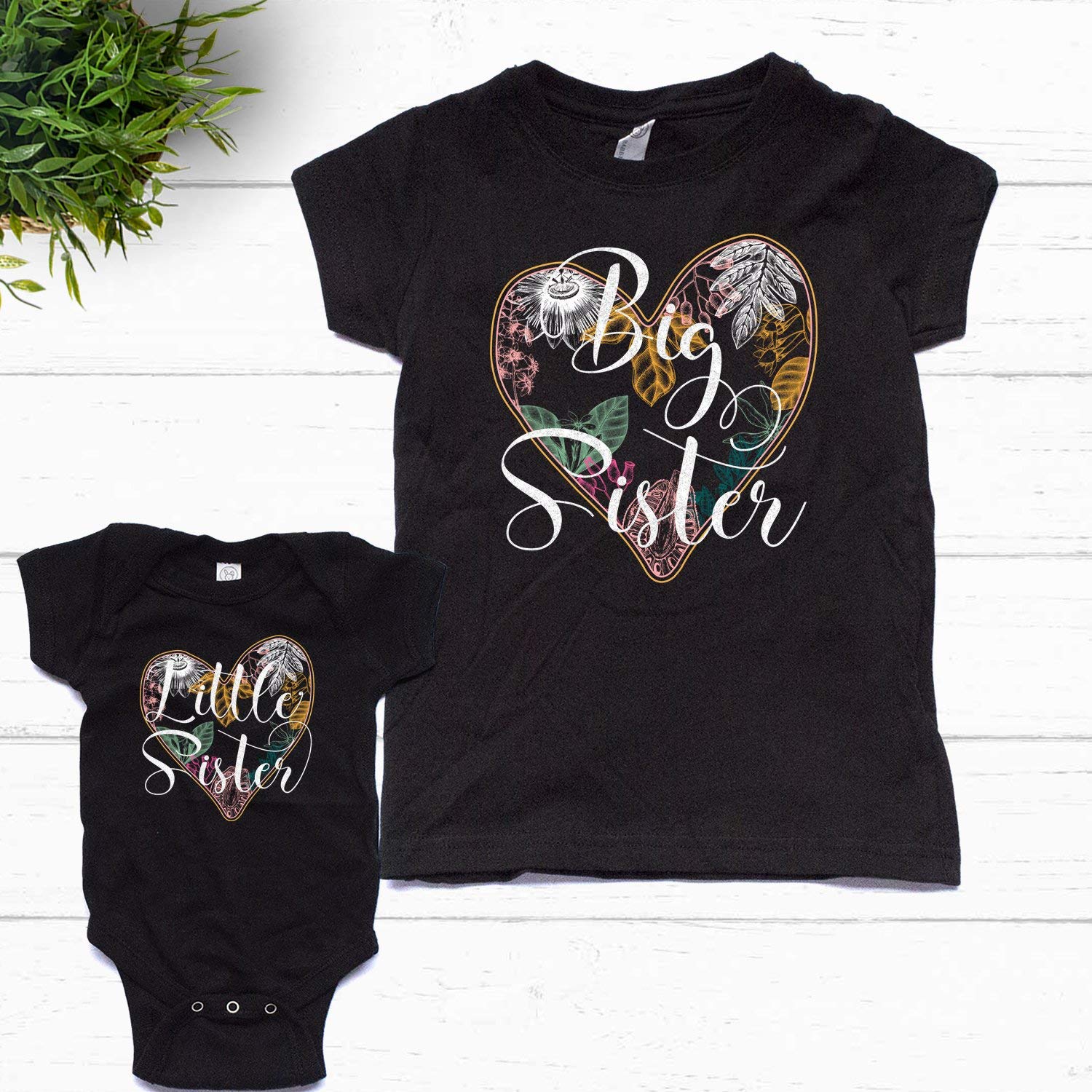 NanyCrafts Matching Sister Outfits - Cute Big Sister Little Sister T-Shirts for Baby Girls | Perfect for Family Photos, Sibling Bonding & Special Occasions