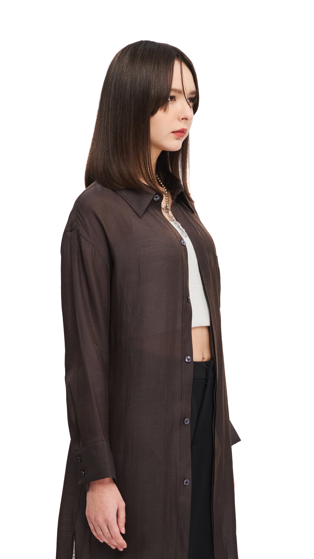 Asymmetrical Long Sleeve Shirt for Women - Trendy Oversized Button Down Blouse for Casual & Office Wear