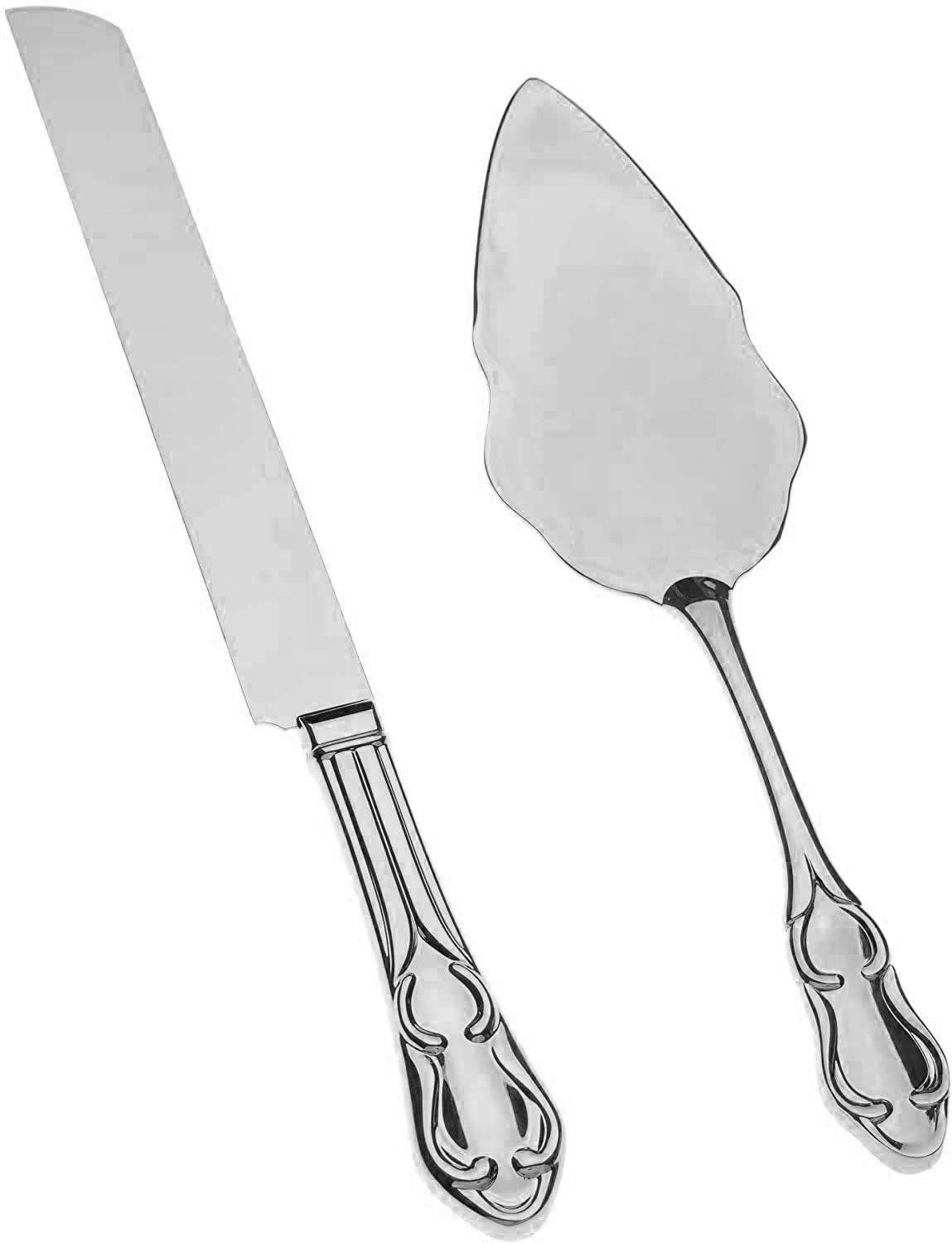 Ella Silver Engravable Cake Knife & Server Set - Wedding, Anniversary & Party Cake Cutting Tool - Perfect for Weddings, Anniversaries, Birthdays & Special Celebrations