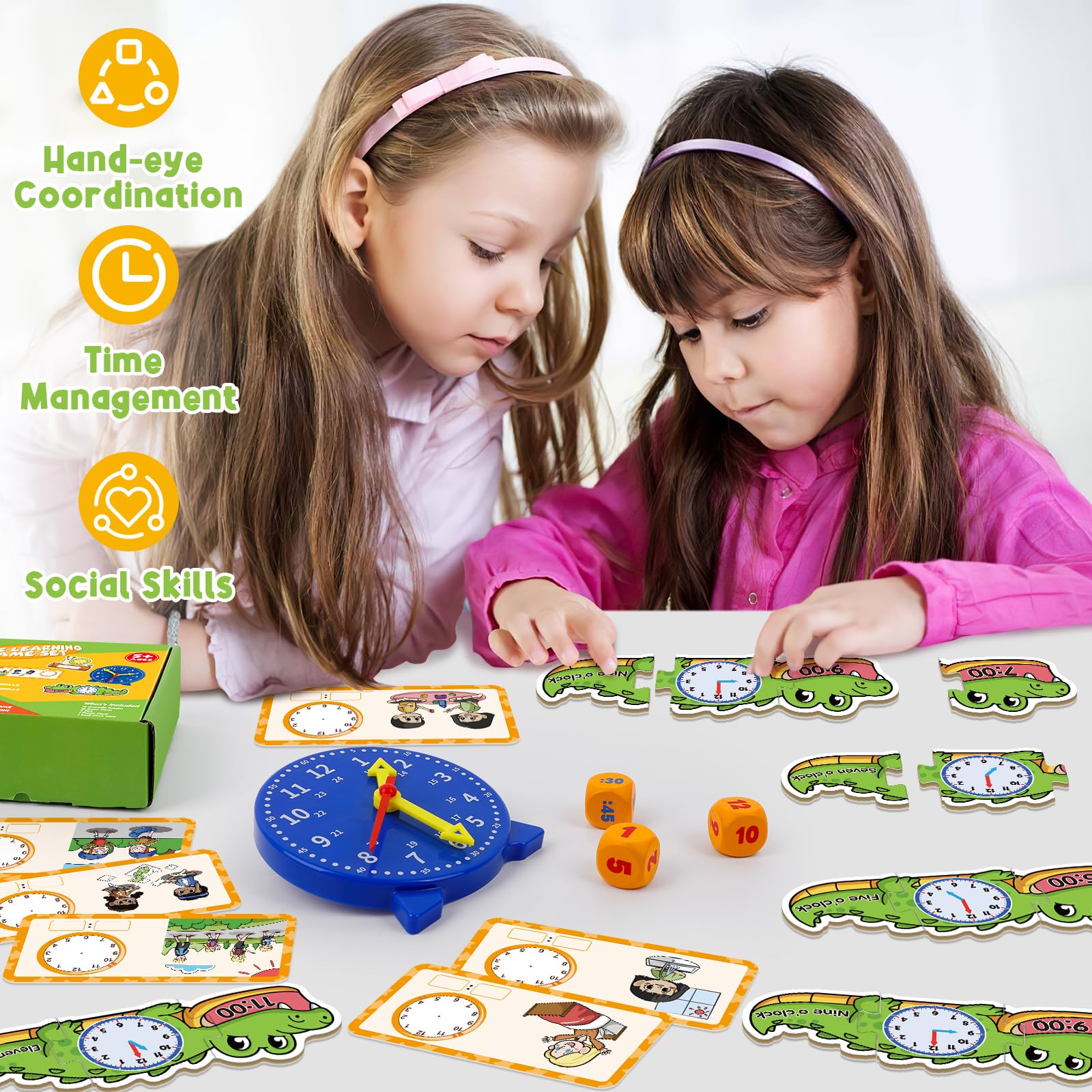 Kids Learning Clock - Time Teaching Toy for Toddlers | Math Games & Homeschool Activities