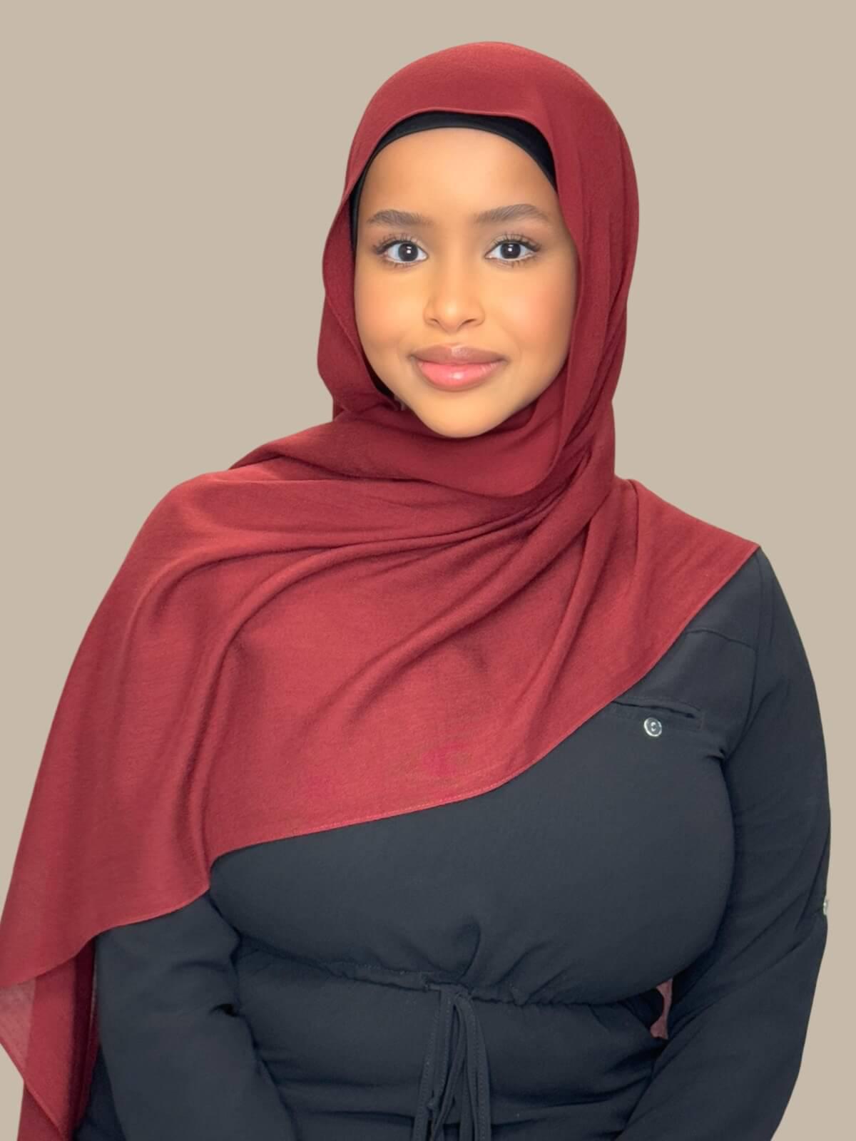 Royal Burgundy Cotton Modal Hijab - Soft & Breathable Headscarf for Women - Perfect for Daily Wear, Prayer, and Special Occasions