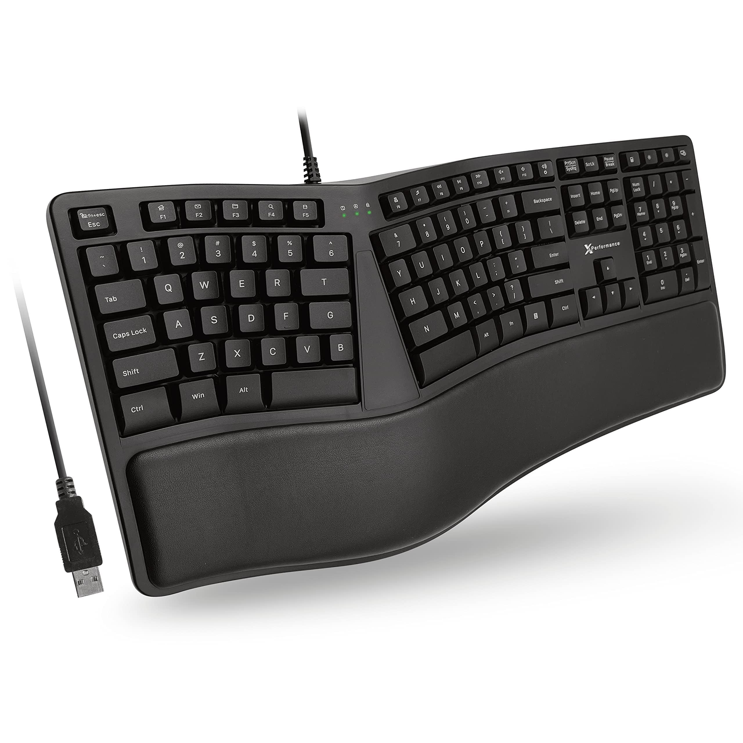 X9 Ergonomic Split Keyboard with Wrist Rest - USB Wired for PC & Laptop - Perfect for Office & Gaming
