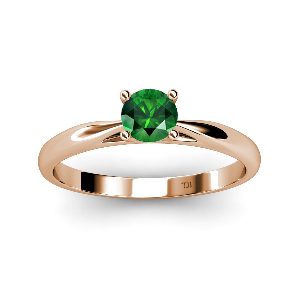0.75ct Natural Emerald Solitaire Ring in 14K Rose Gold - Elegant Engagement, Wedding & Anniversary Jewelry Gift for Her