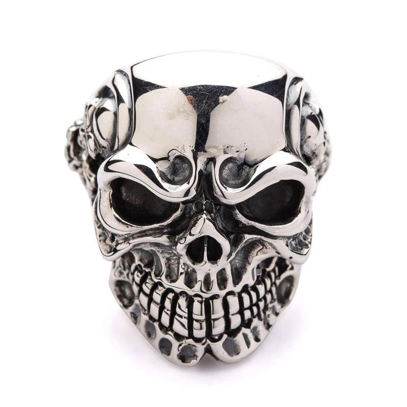 Gothic Biker Skull Ring - Heavy Duty Sterling Silver Men's Jewelry for Motorcycle Riders & Rock Fashion Enthusiasts | Perfect for Biker Gangs, Rock Concerts & Edgy Street Style