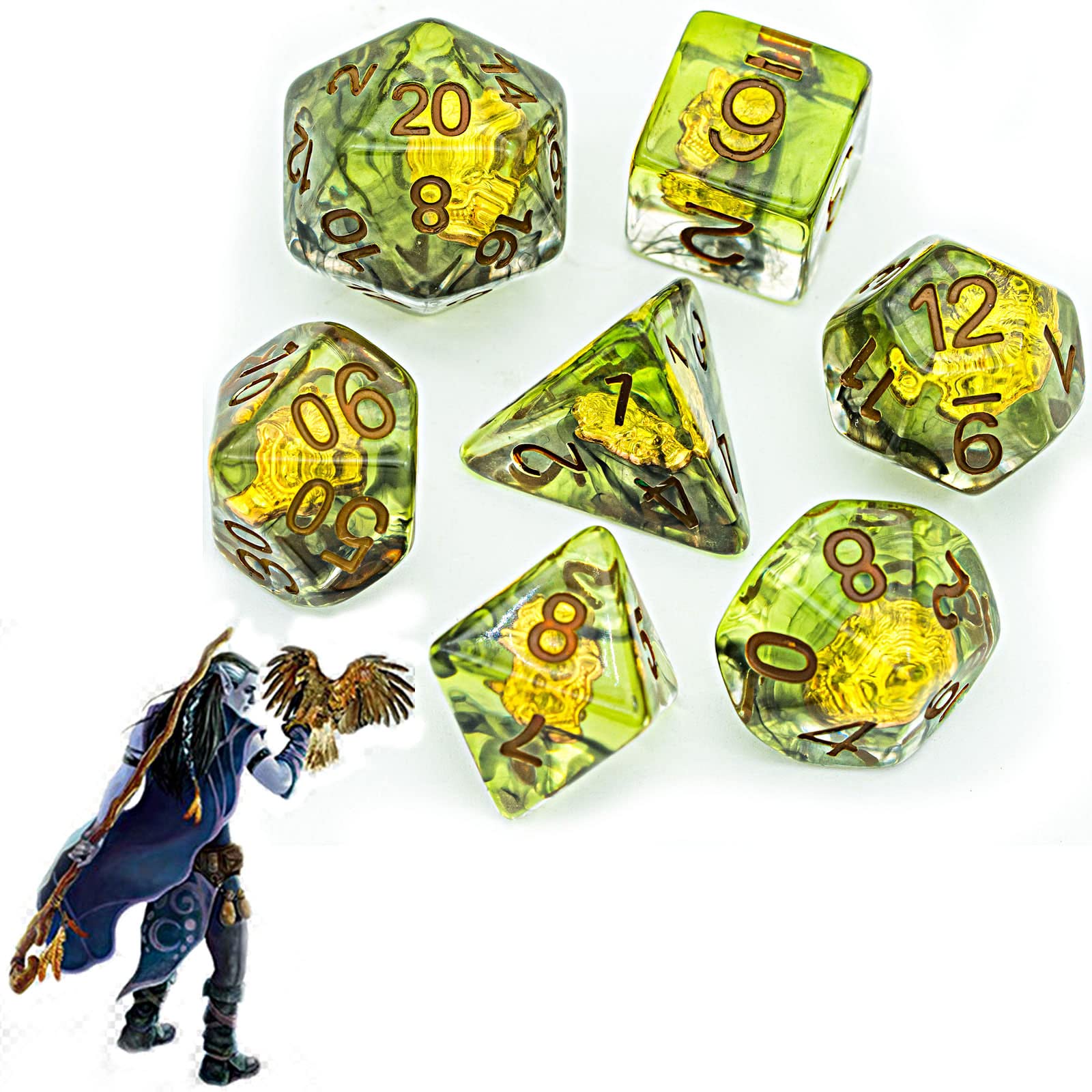 UDIXI 7PCS Polyhedral Dice Set for DND - 7-Die RPG Dice with Wolf Head Design, Perfect for Dungeons & Dragons, MTG, Pathfinder Tabletop Games | Great for Game Nights & Fantasy Roleplaying Adventures