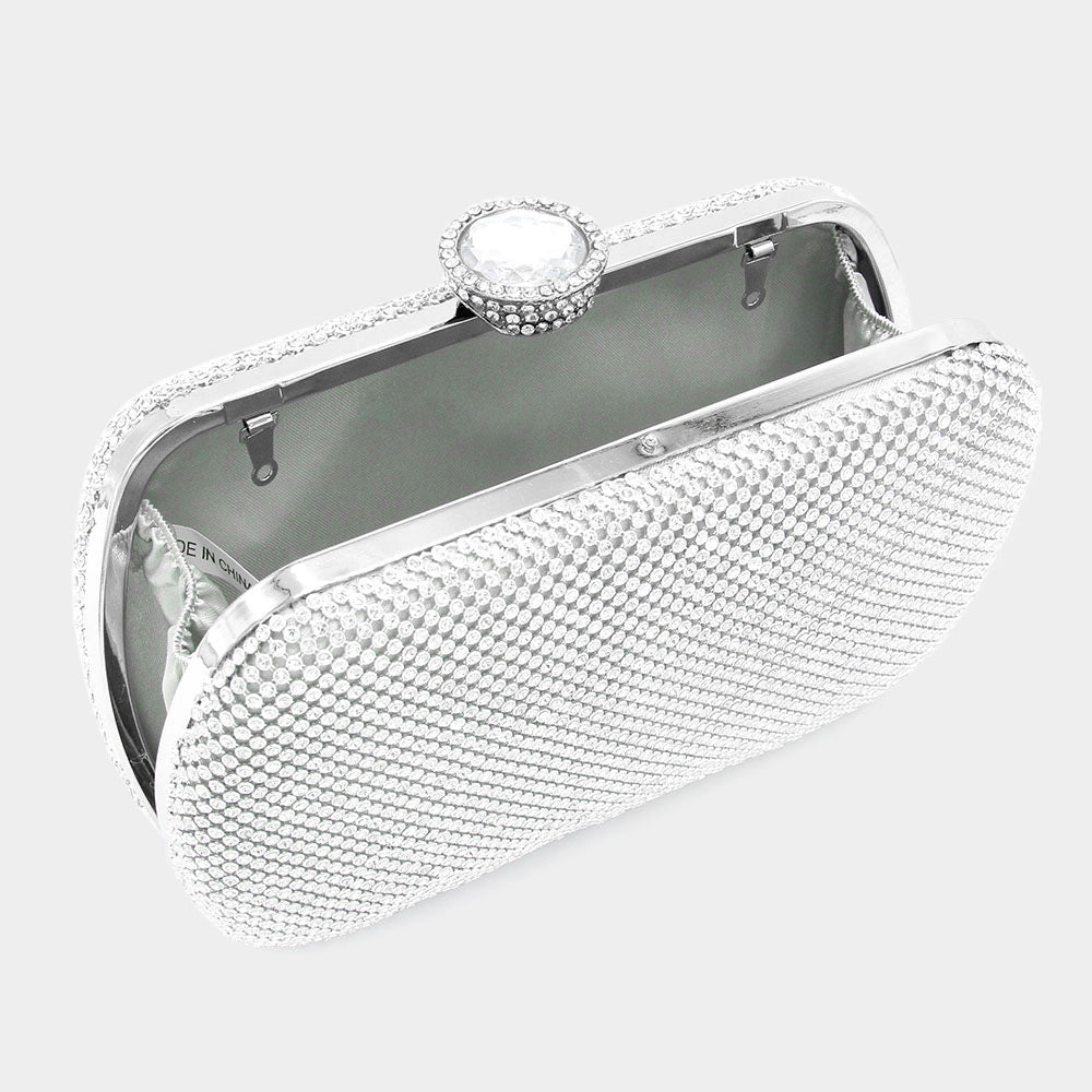 Elegant Silver Bling Rectangle Evening Clutch Crossbody Bag for Women - Perfect for Parties, Weddings & Night Out Events