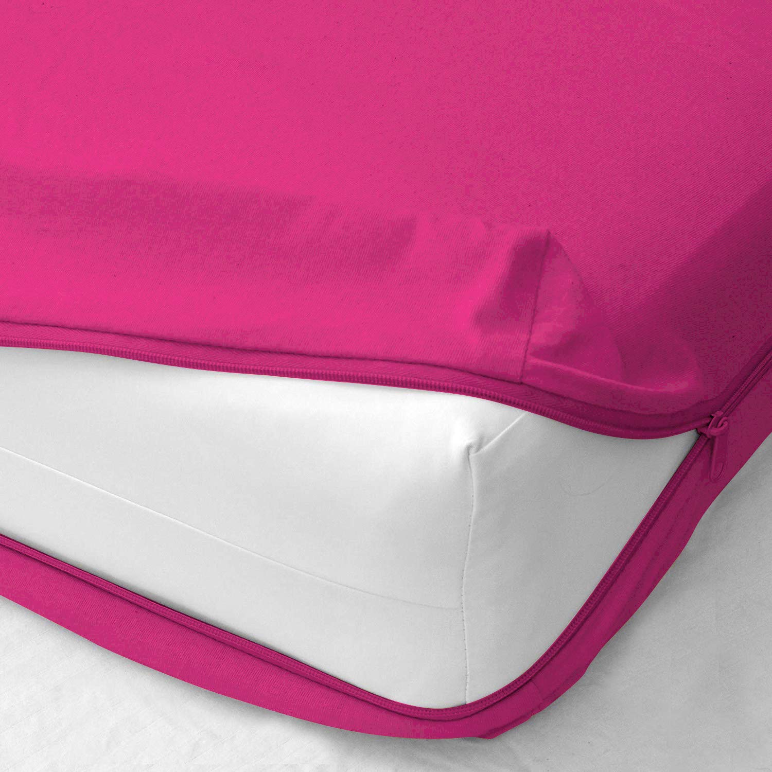 100% Egyptian Cotton Mattress Cover King Size - Breathable Zippered Mattress Protector with All-Around Zip Closure in Hot Pink | Perfect for Allergy Protection, Bedding Comfort & Luxury Hotel-Style Sleep