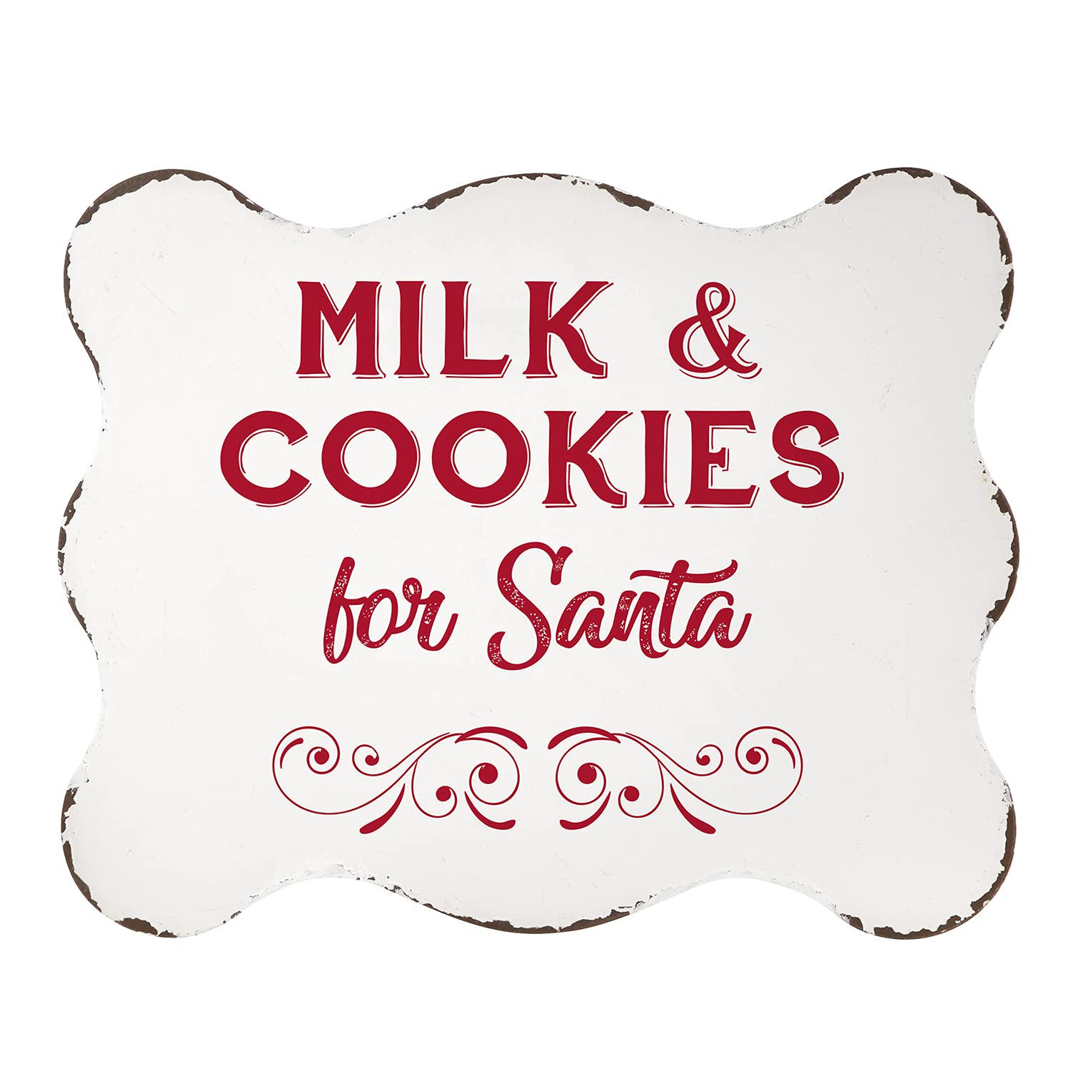 47th & Main Vintage Holiday Wall Decor Sign - 10 x 8 Inch Christmas Milk & Cookies for Santa - Perfect for Fireplace Mantel, Kitchen, or Festive Home Decoration
