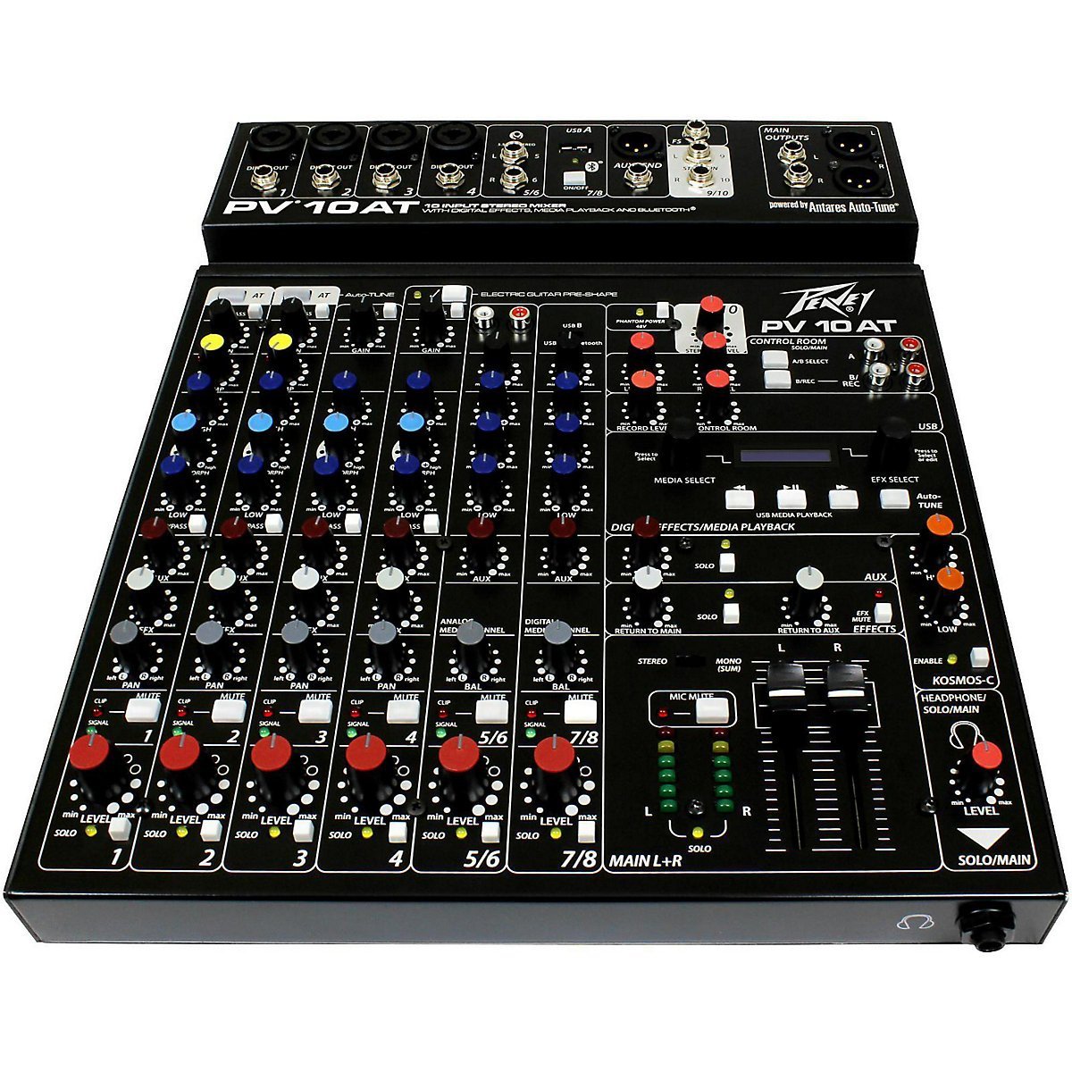 Peavey PV 10AT 10-Channel Bluetooth Mixer with USB, 4 Mic Inputs, Compressor & Effects | Includes AutoTune 2-Channel Processor & 20ft XLR Cable | Perfect for Live Performances, Studio Recording & Podcasting