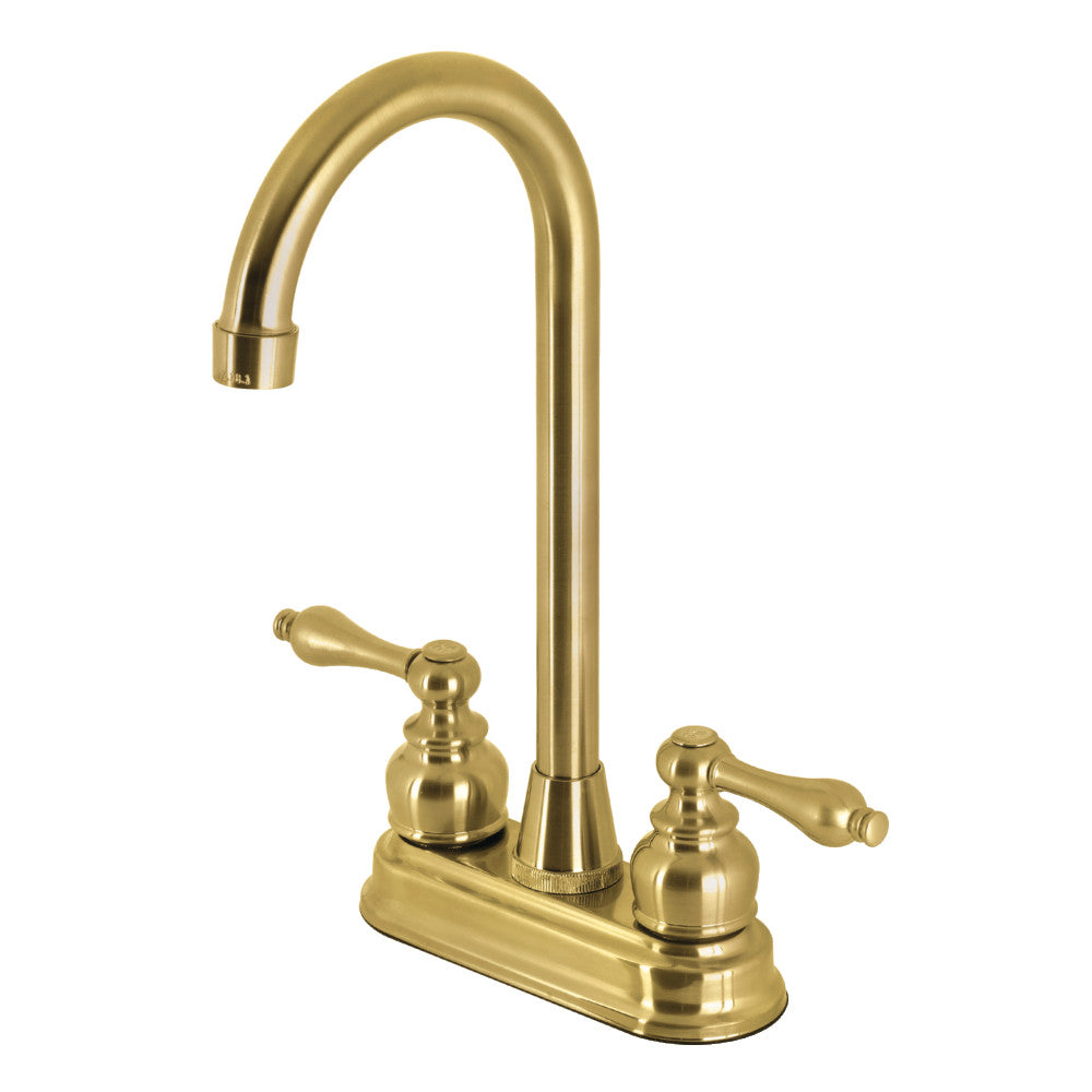 Kingston Brass KB497ALSB 4 Inch Bar Faucet - Modern Matte Black Pull-Down Kitchen Sink Faucet with High Arc Spout for Bar, Prep Sink, or Wet Bar Installation