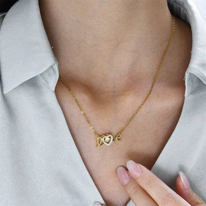 Valentine's Day Gift for Her - Titanium Steel Love Necklace Women's Fashion Jewelry, Elegant Clavicle Chain for Anniversary, Date Night & Romantic Occasions