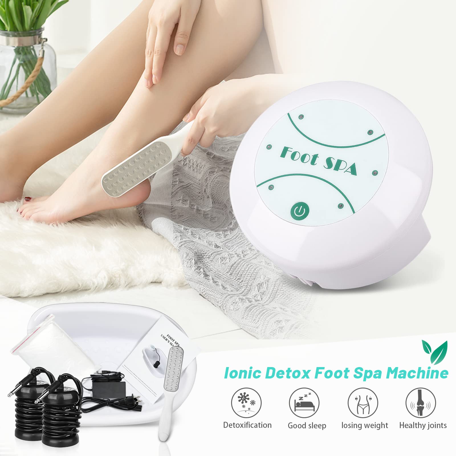 BOEE Ionic Detox Foot Bath Machine with Foot File - Home Spa Ion Cleanse System for Relaxation & Detoxification - Perfect for Stress Relief, Foot Care, and Wellness Routine