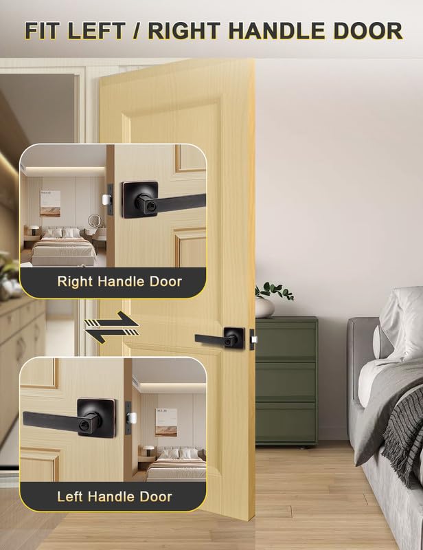 Mengico 10 Pack Oil Rubbed Bronze Interior Door Lever Handles - Universal Handing Heavy Duty Privacy Door Lever Lock for Bedroom Bathroom - Perfect for Home, Office, and Commercial Spaces