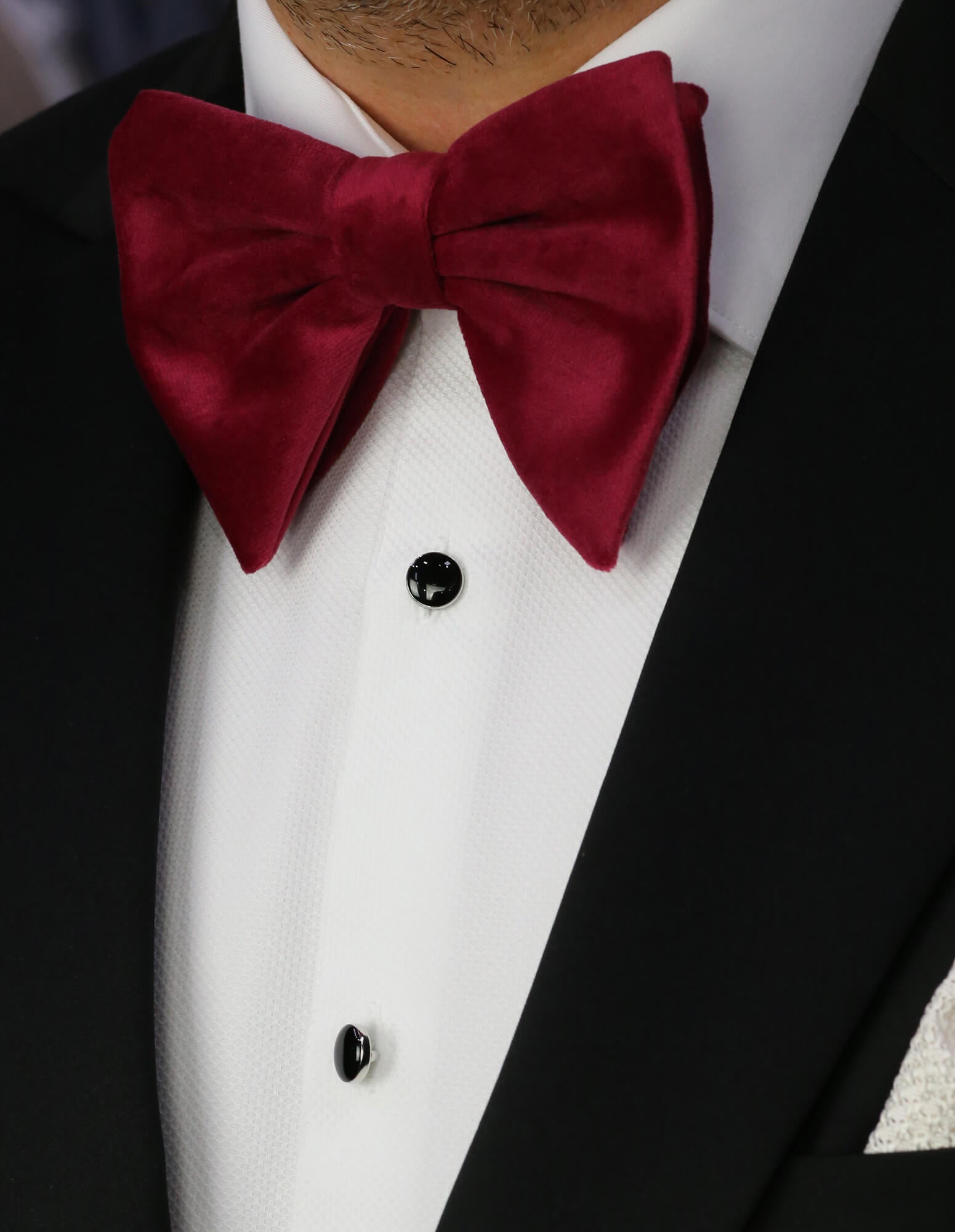 DÉCLIC Fluffy Velvet Bow Tie for Men & Women - Elegant Cerise Red Adjustable Necktie for Weddings, Parties & Formal Events