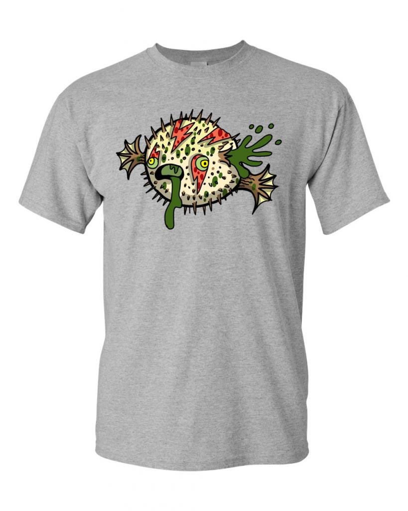 Zombie Blowfish Undead Animals Graphic T-Shirt for Men & Women - Cool Horror Novelty Tee for Halloween, Cosplay, and Comic Con