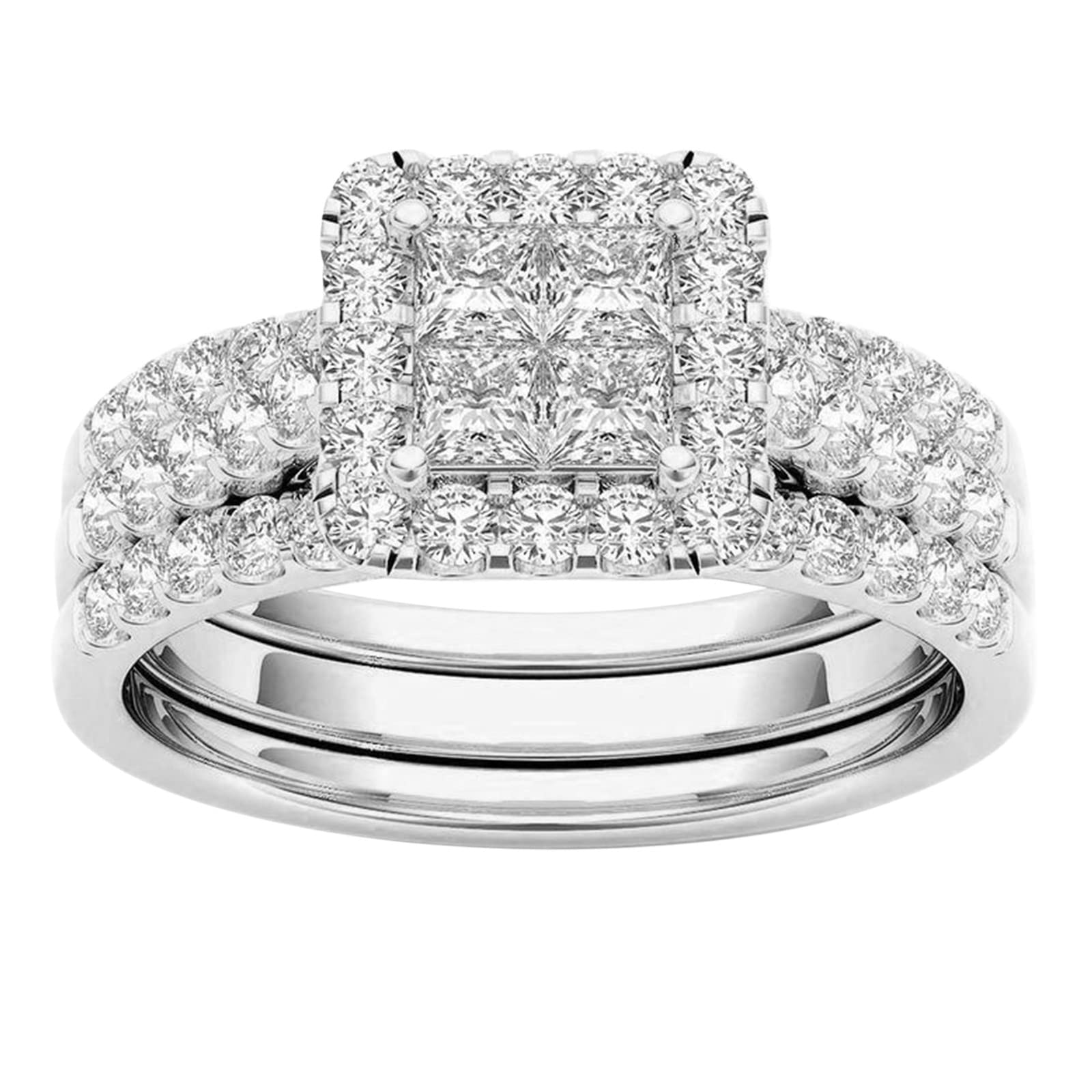 Elegant Couple Rings Set - Gold Plated Zircon Inlaid Jewelry for Women & Men | Perfect for Anniversaries, Weddings & Romantic Gifts