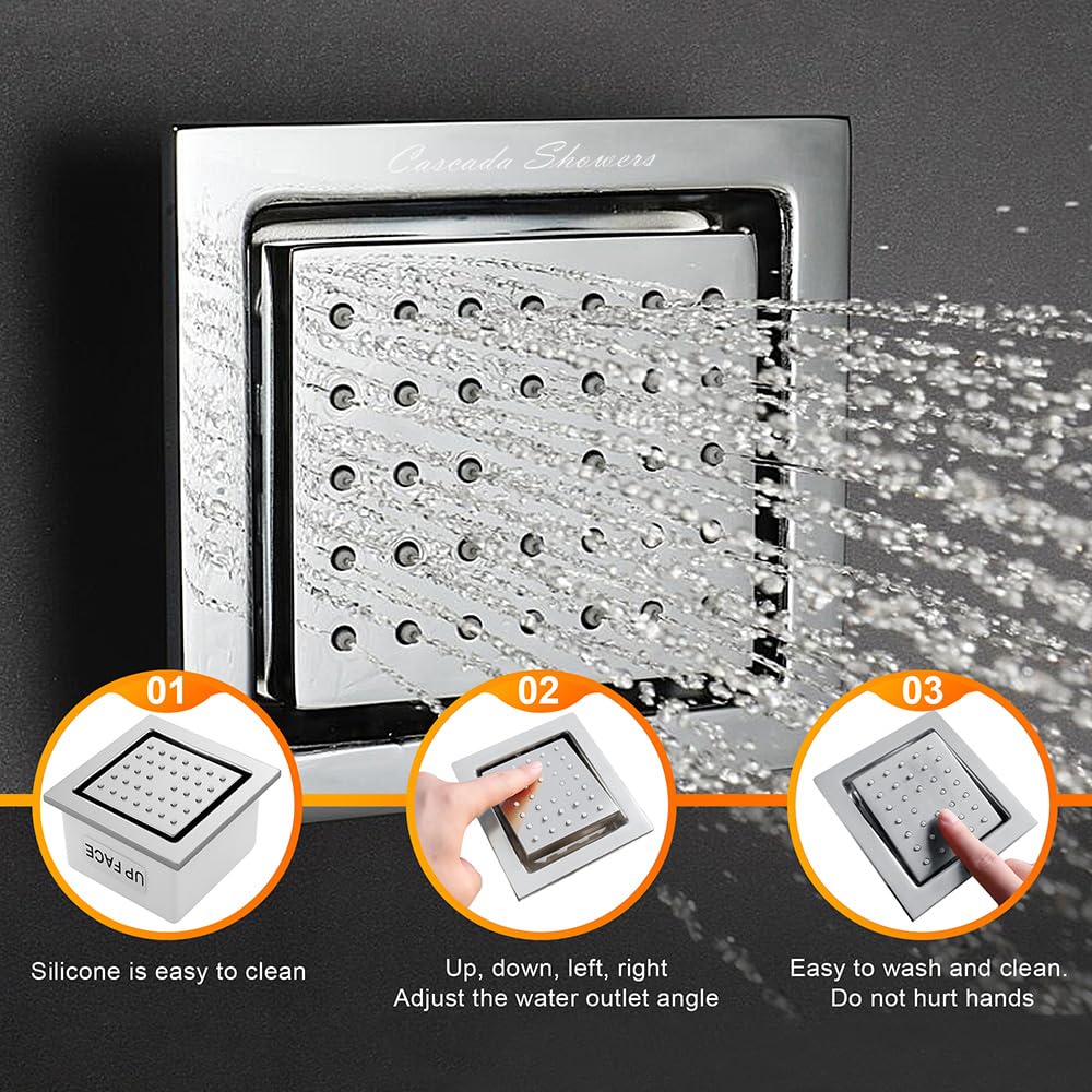34-Nozzle 4 Inch Brass Body Spray Shower Jet - Wall Mounted Massage Shower Head with Polished Chrome Finish | Modern Solid Structure for Spa-Like Experience | Perfect for Bathroom Renovation & Luxury Shower Upgrade