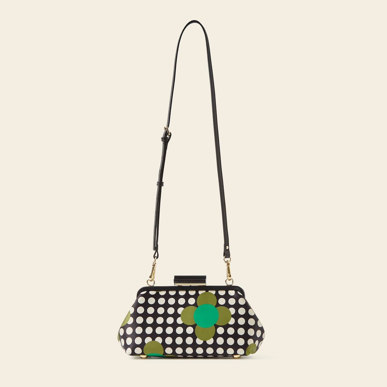 Jenny D Clutch Bag with Jewel Flower and Polka Dot Design - Elegant Evening Purse for Parties, Weddings & Special Occasions