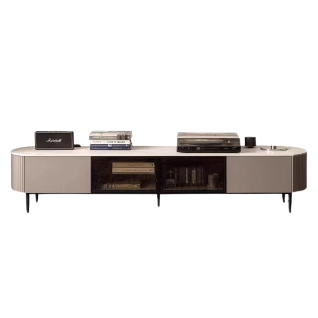 Solid Oak Wood French Style Slate TV Stand - Rustic Farmhouse Entertainment Center for Living Room & Home Theater