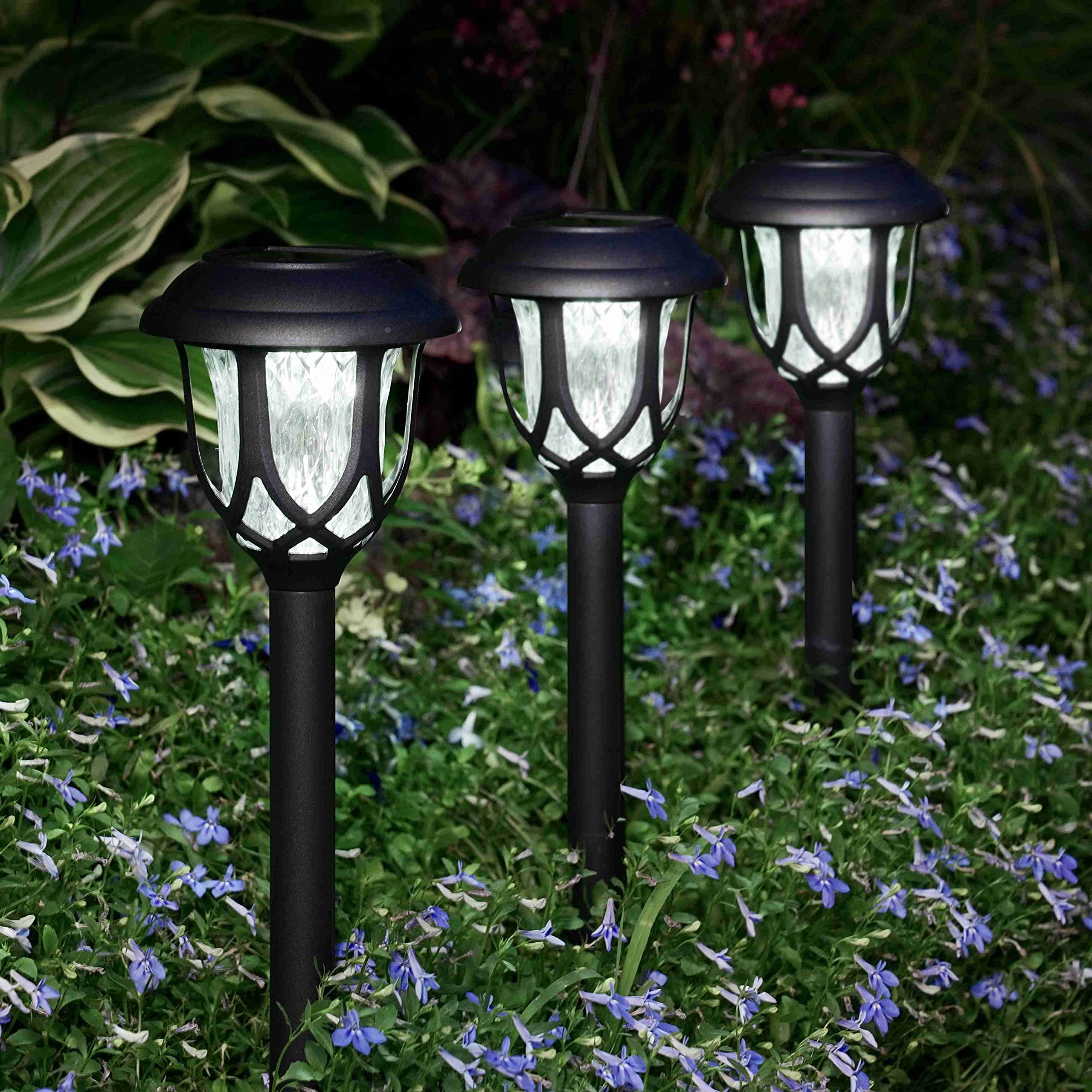 10 Pack Solar Pathway Lights Outdoor - Waterproof Solar Powered Garden Lights for Walkway, Sidewalk, Driveway - Decorative Landscape Lighting (Black, Cool White) - Perfect for Patio, Yard, and Garden Decoration
