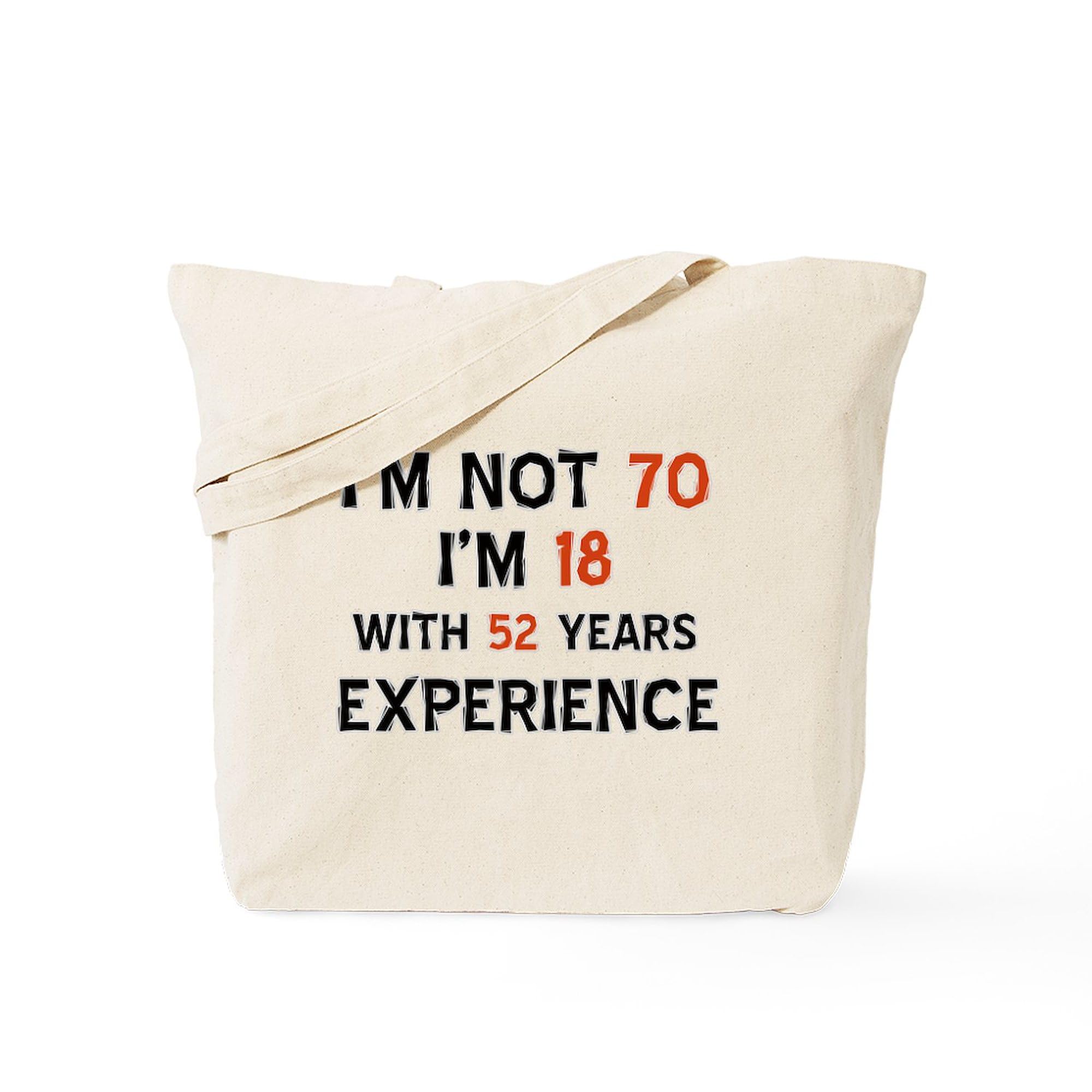 70 Year Old Designs Tote Bag - Natural Canvas Reusable Shopping Bag by CafePress | Eco-Friendly Grocery & Beach Tote for Women & Men