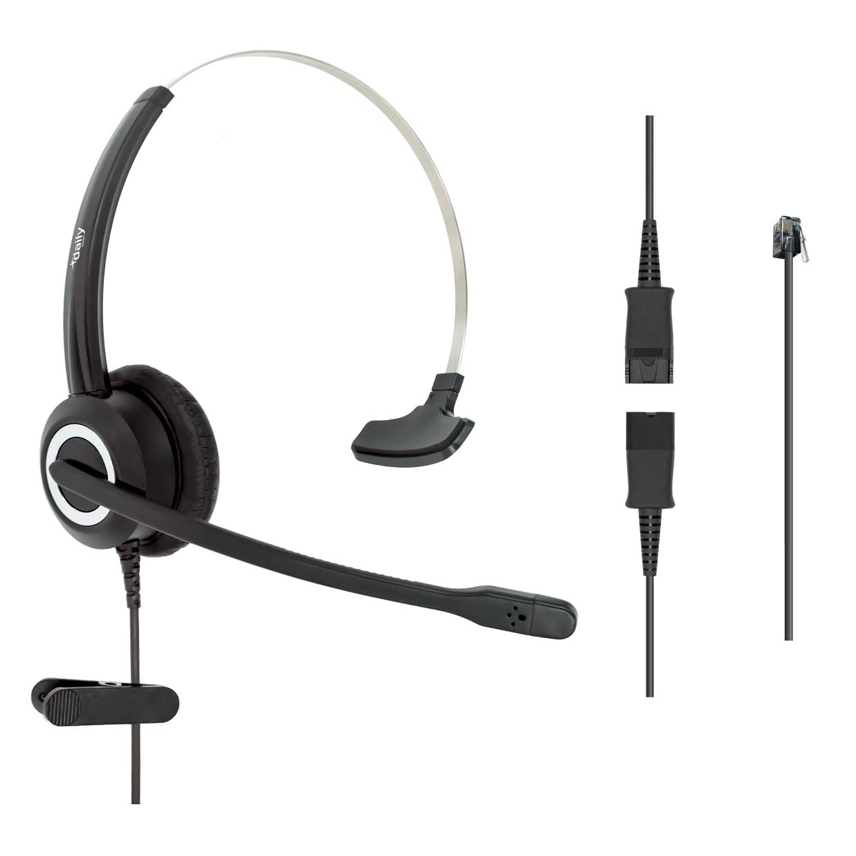 RJ9 Corded Office Headset with HD Voice - Compatible with MITEL, Nortel, Meridian, NEC, Polycom, Packet 8, ShoreTel & Xblue IP Phones - Includes 3.5mm Adapter (Monaural) - Ideal for Call Centers, Customer Service & Office Communications