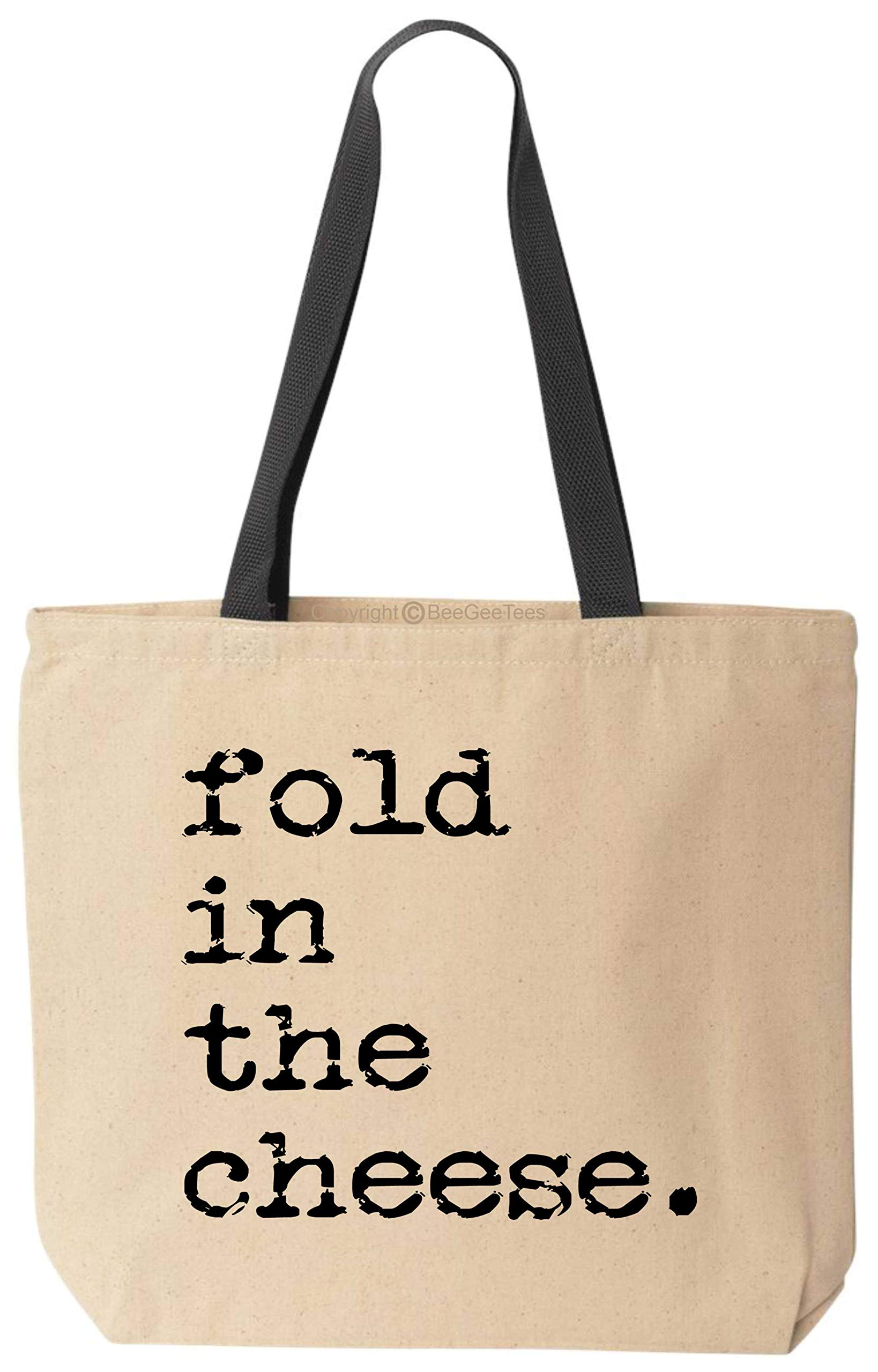 Funny Fold in The Cheese Tote Bag - Rose Canvas Book Bag with Black Handle | Cute & Durable for Grocery Shopping, Beach Trips & Daily Use