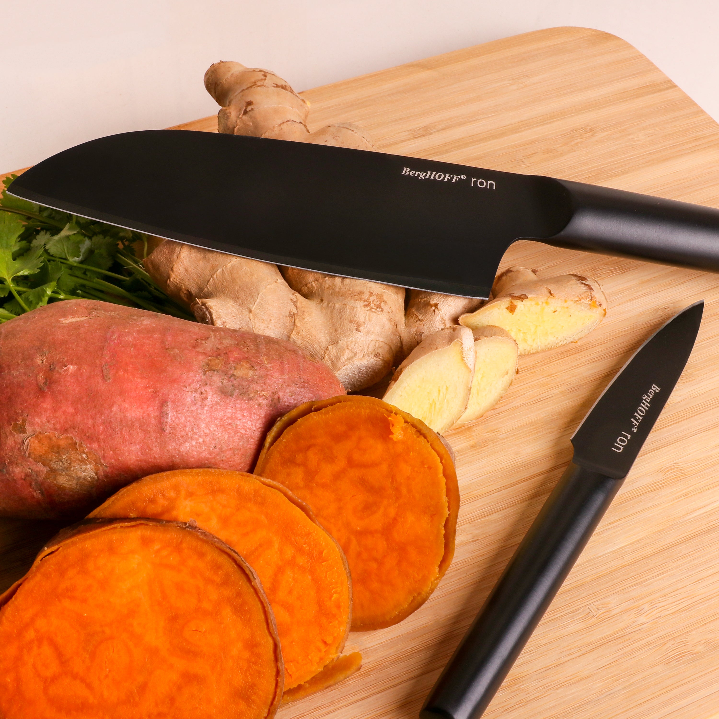 BergHOFF Ron 4-Piece Stainless Steel Knife Set - Black - Perfect for Kitchen, Cooking, and Food Prep
