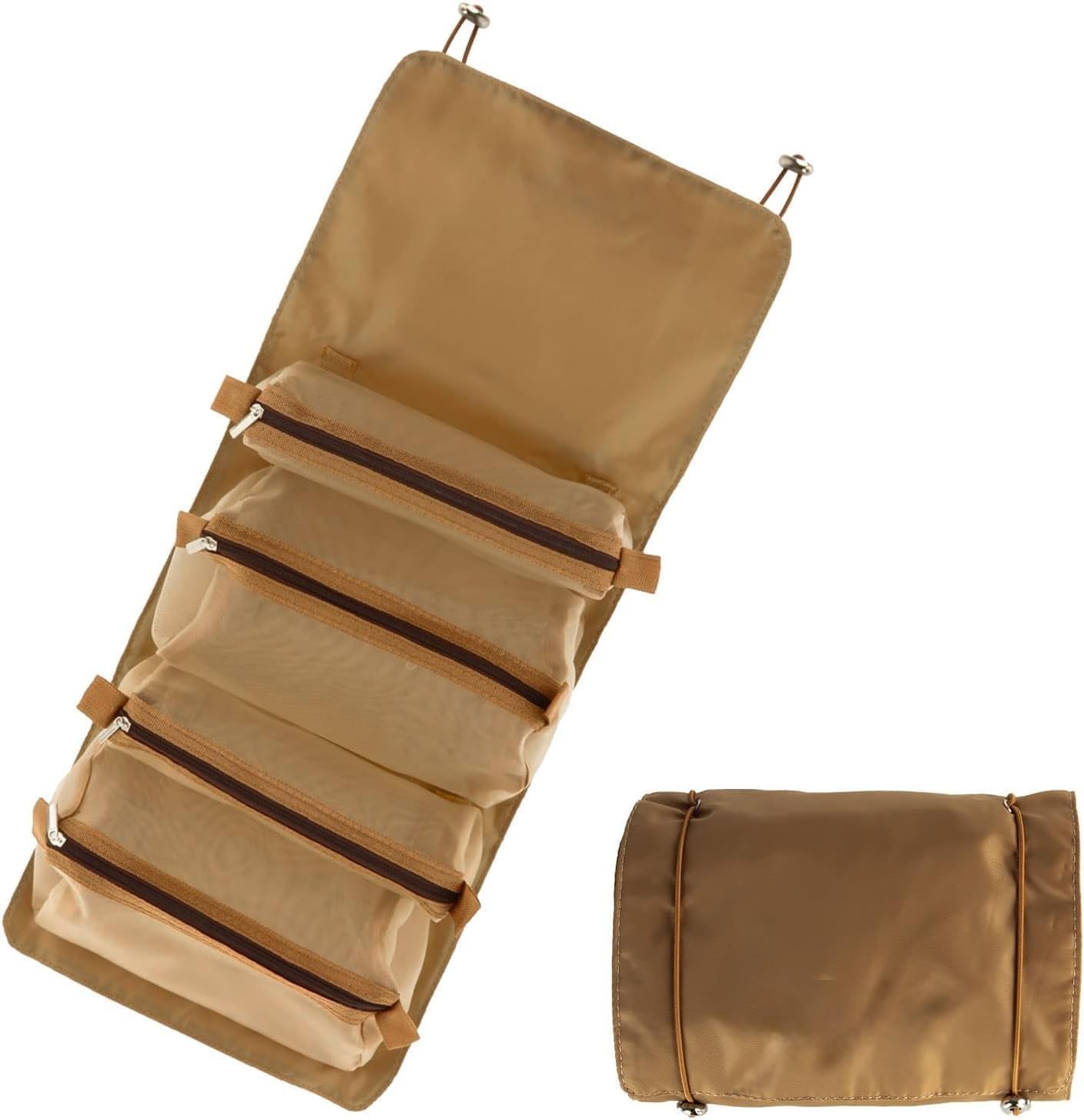 Foldable Hanging Toiletry Bag for Travel - Waterproof Cosmetic Organizer with Multiple Pockets for Women & Men - Perfect for Bathroom, Camping, Gym & Airplane Carry-On (1pc)