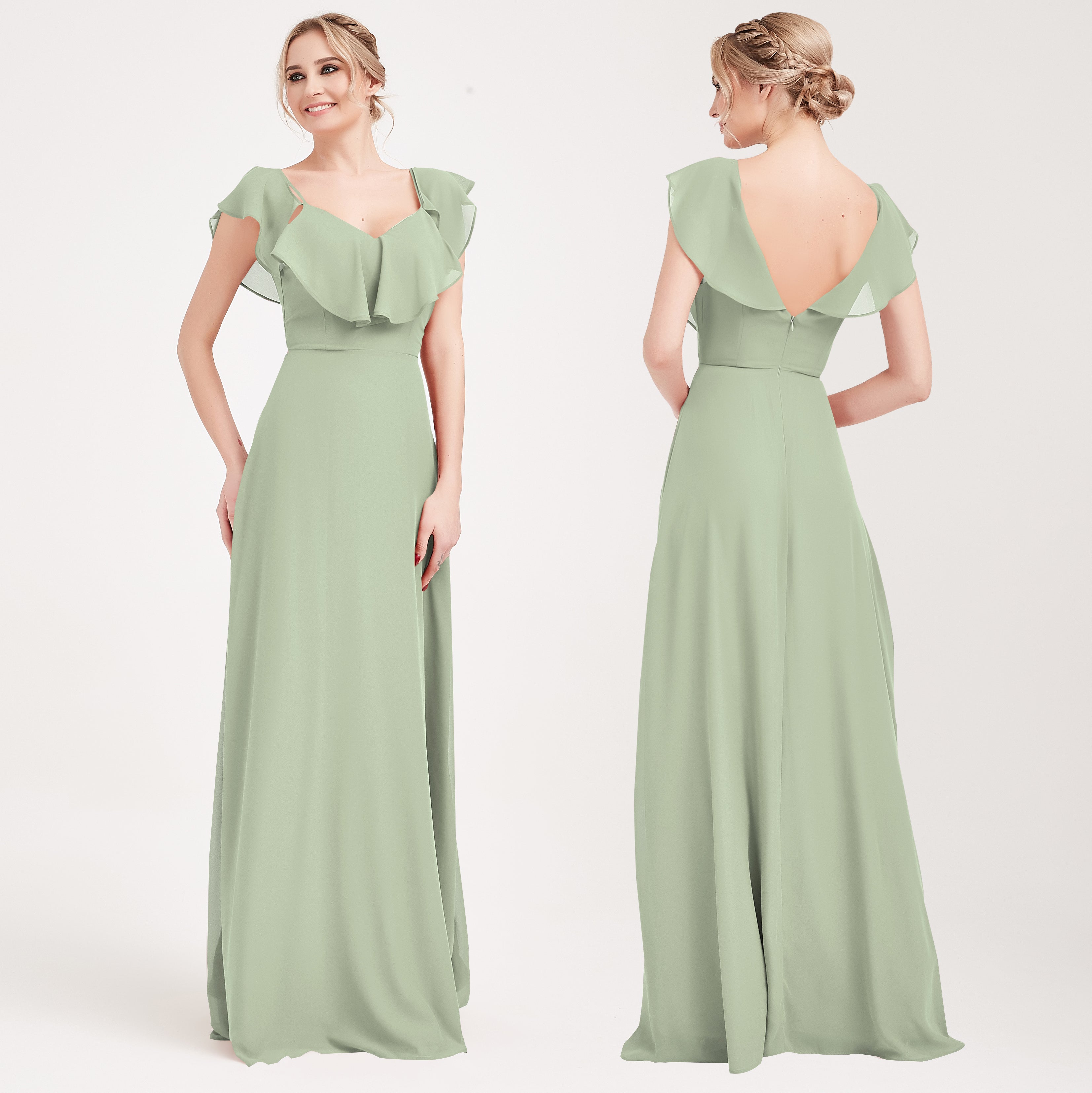 Convertible Bridesmaid Dress in Cabernet Chiffon - 3-Way Styling A-Line Gown for Weddings, Parties & Formal Events