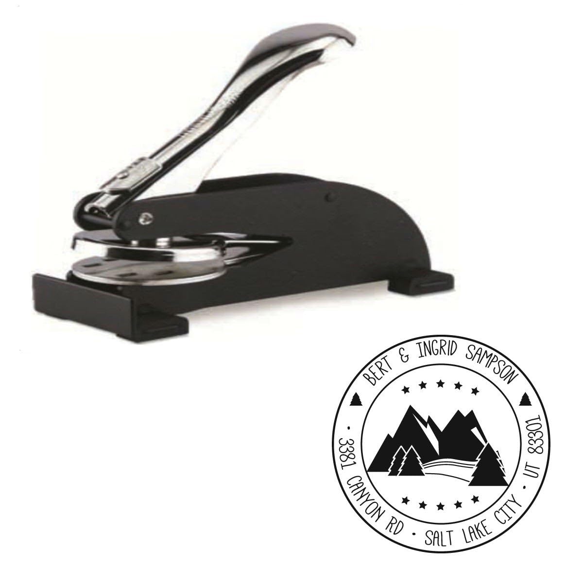 Custom Mountains Logo Desk Embosser Seal - 1.675