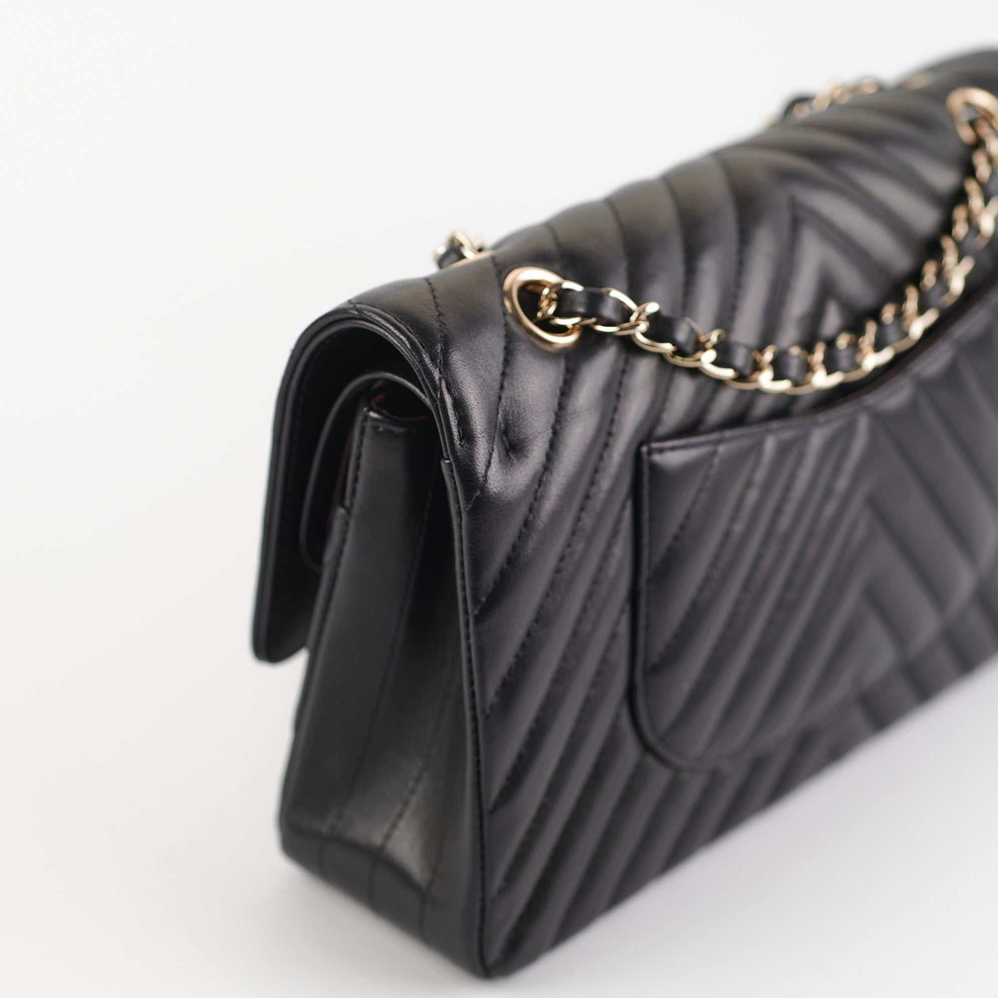 Chanel Medium/Large Chevron Classic Flap Bag in Black | Luxury Designer Handbag for Women | Perfect for Evening Events, Parties & Special Occasions