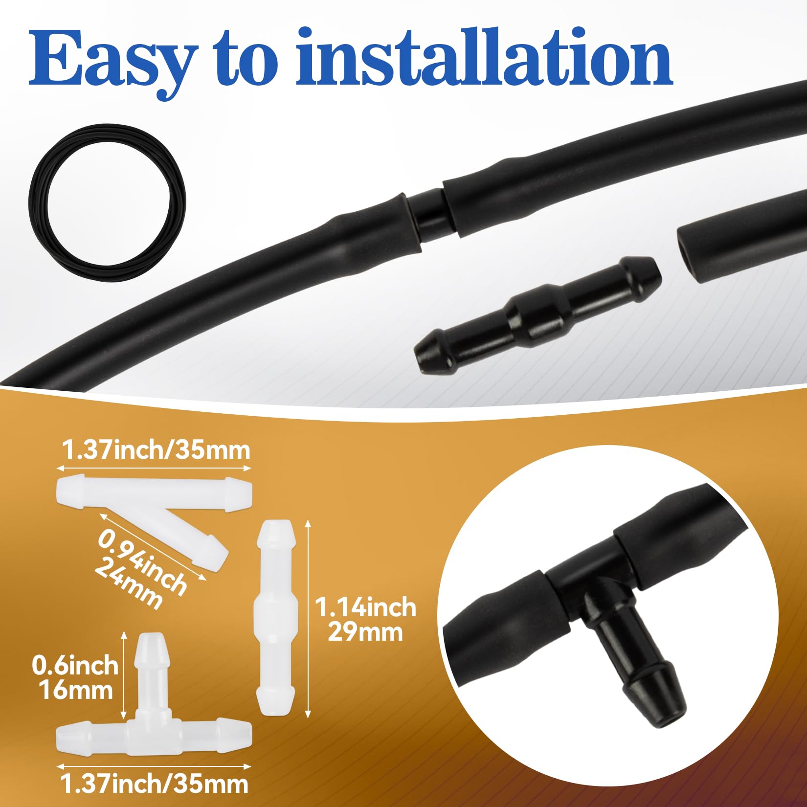Car Windshield Washer Hose 4m with 12 Connectors - Universal Fit for Most Cars, Easy Installation