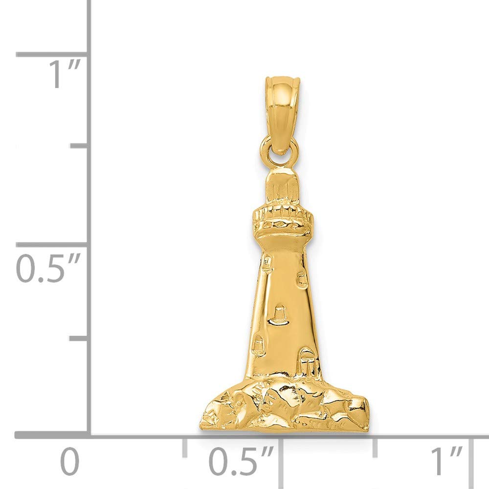 14K Yellow Gold Cape May Lighthouse Charm Pendant - Elegant Jewelry for Women, Gift for Travel Lovers & Lighthouse Enthusiasts - Perfect for Anniversaries, Birthdays & Coastal-Themed Outfits