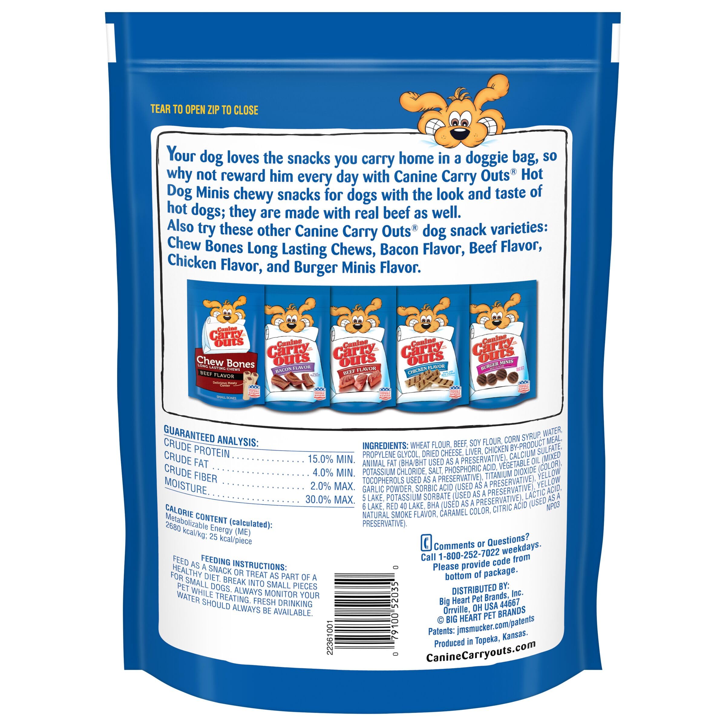 Canine Carry Outs Dog Treats - Real Beef Hot Dog Minis, 22.5oz (4-Pack) | Delicious Training Rewards & Snacks for Dogs